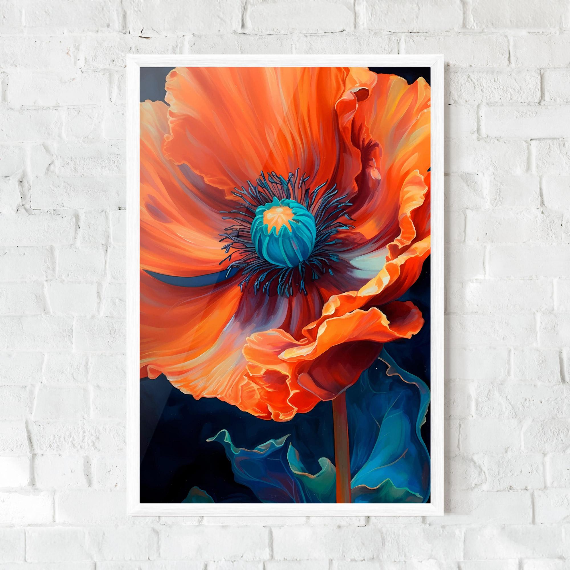 Рамкиран постер Orange Blue Poppy mockup 0