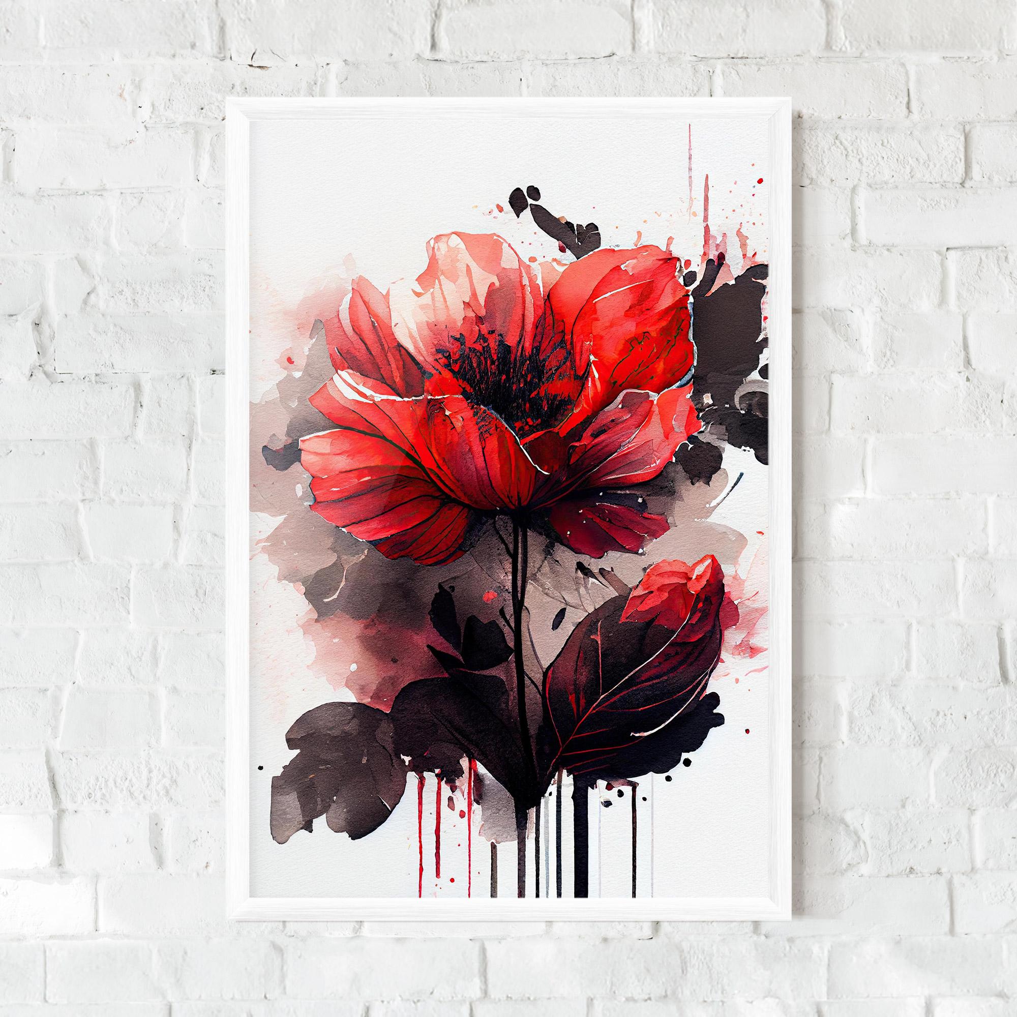 Рамкиран постер Watercolor Poppy mockup 0