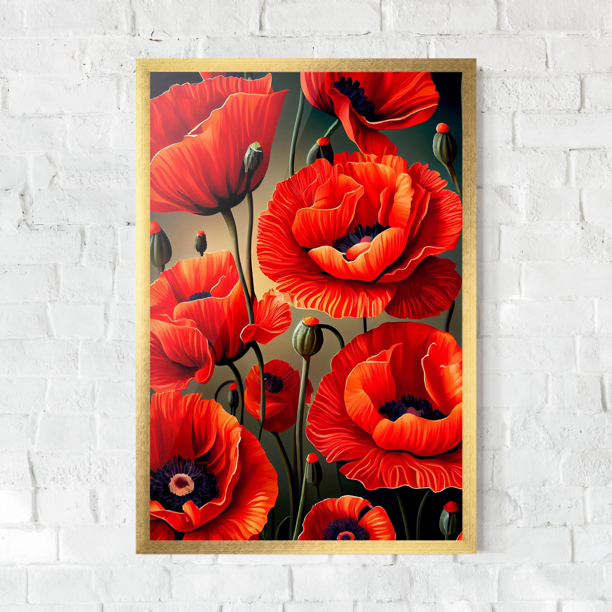 Рамкиран постер Pretty Poppy On Green mockup 0