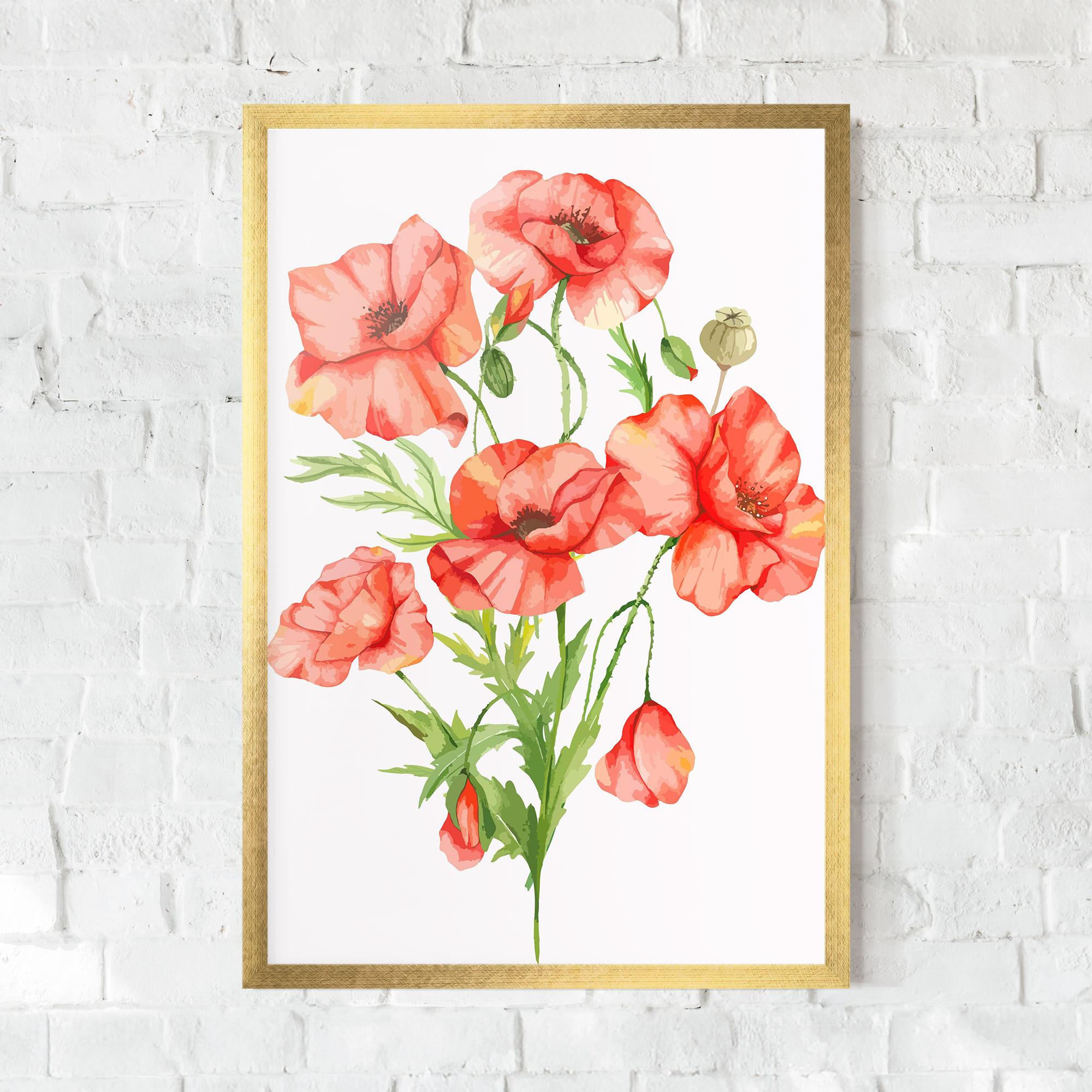 Рамкиран постер Red Pastel Poppy mockup 0