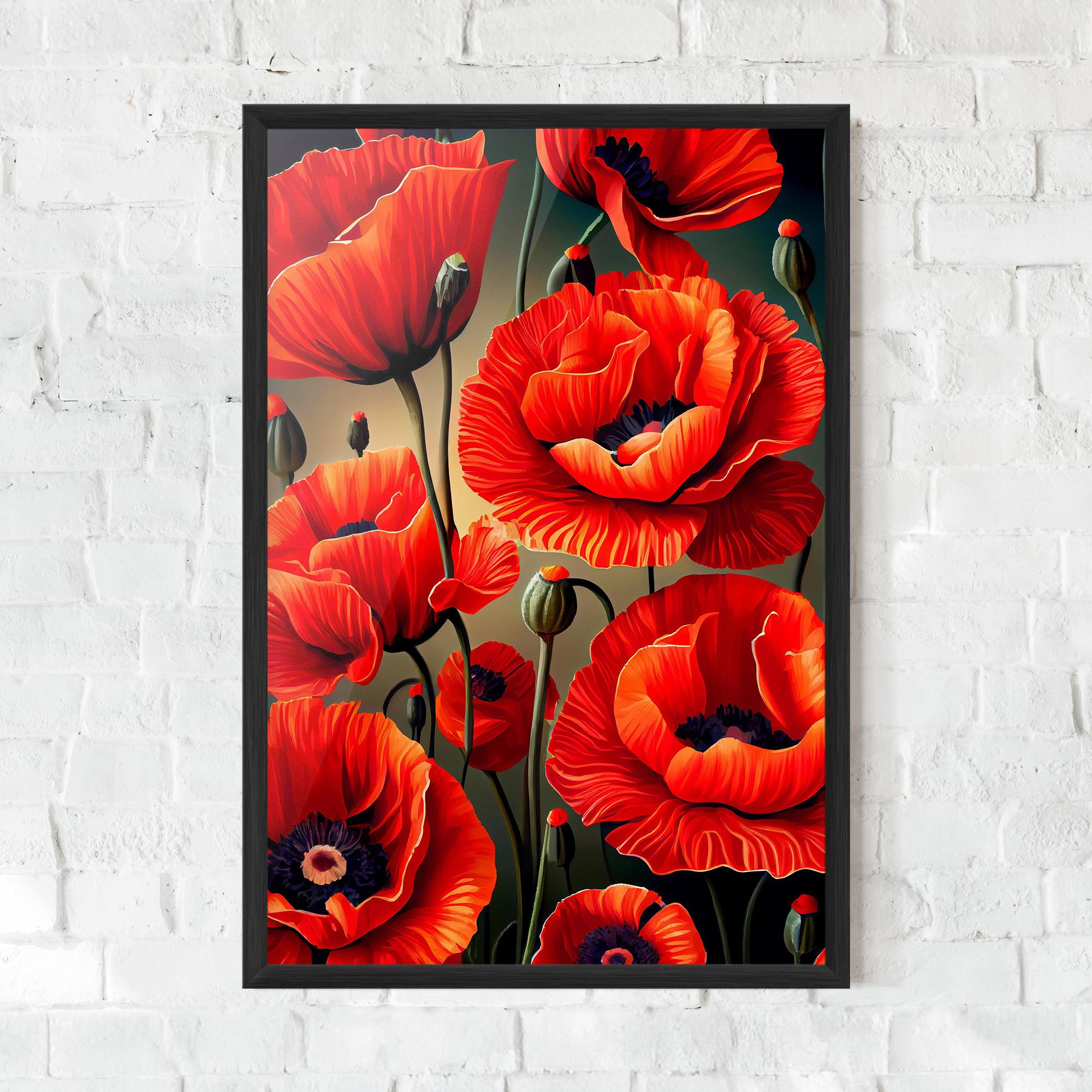 Рамкиран постер Pretty Poppy On Green mockup 0
