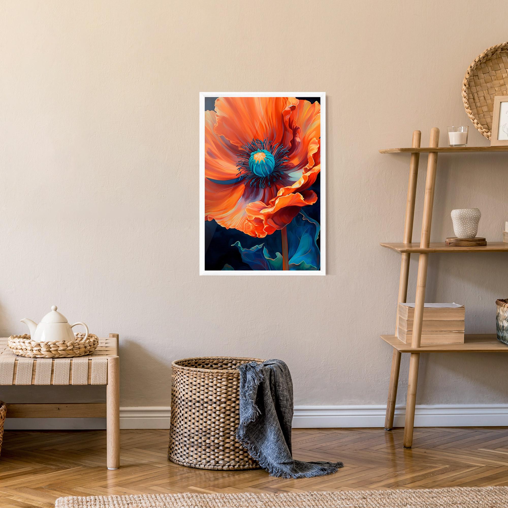 Рамкиран постер Orange Blue Poppy mockup 9