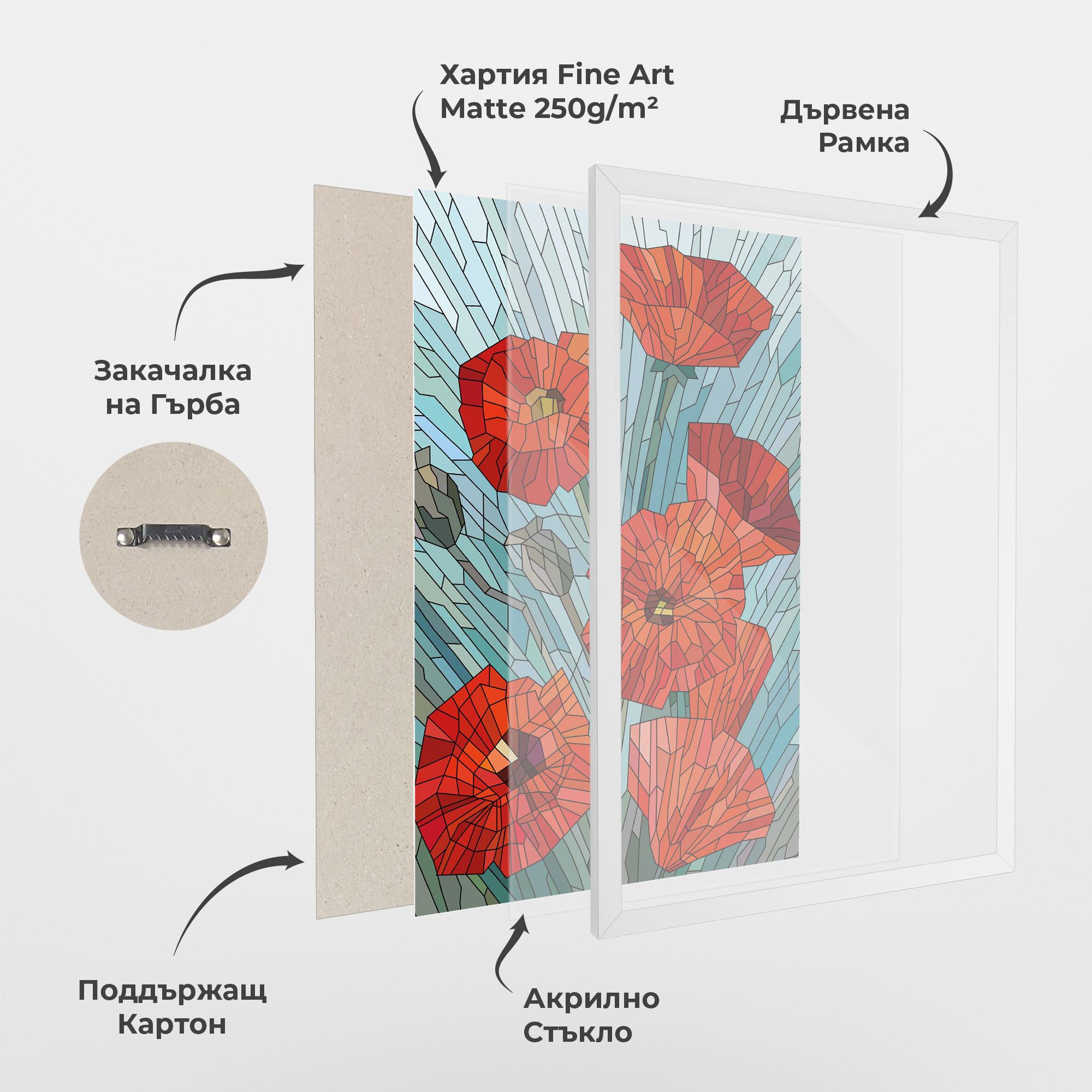 Рамкиран постер Blue Glass Poppy mockup 1