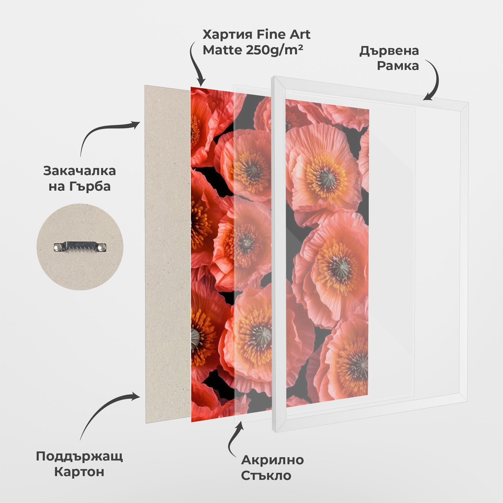 Рамкиран постер Light Red Poppies mockup 1