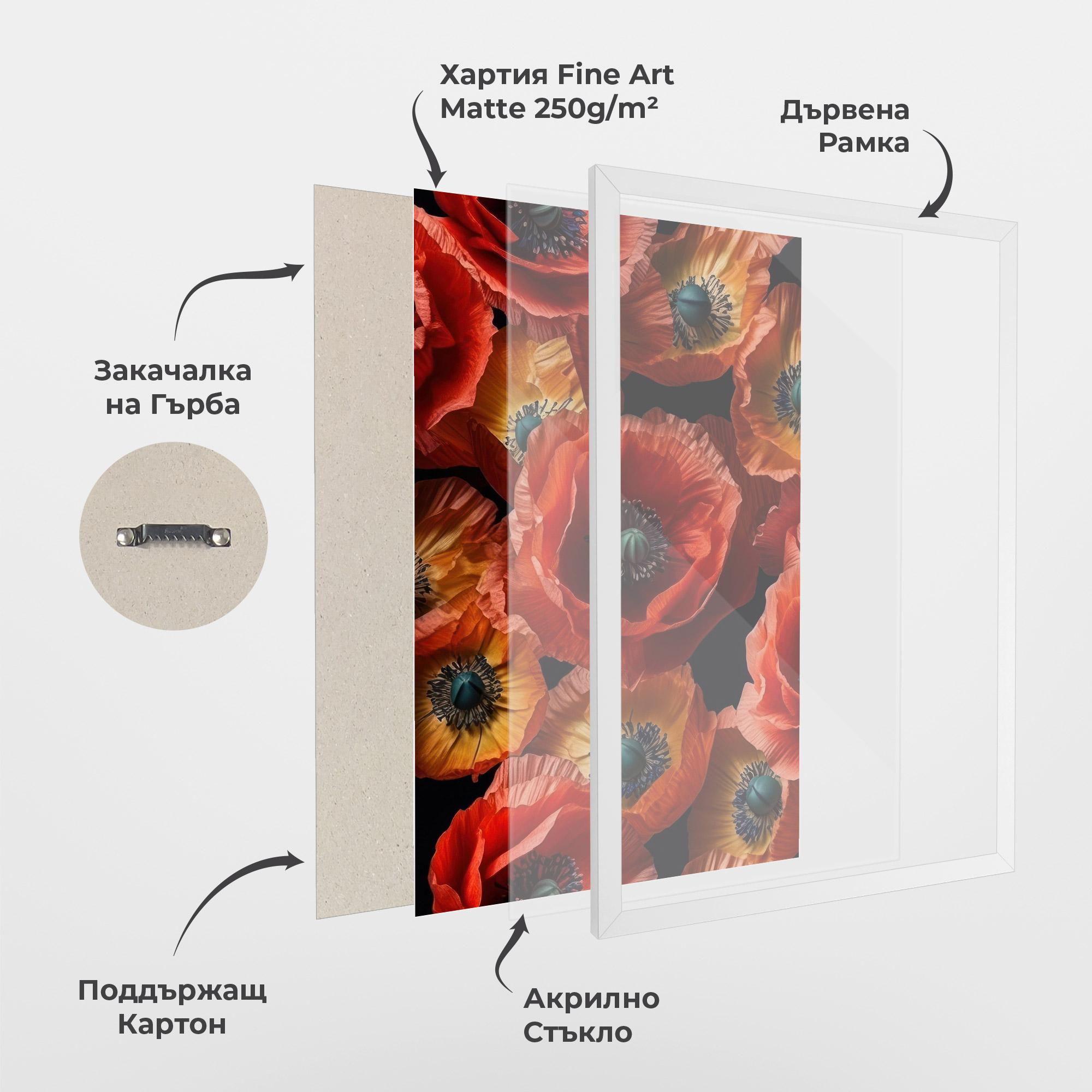 Рамкиран постер Red Orange Poppy mockup 1