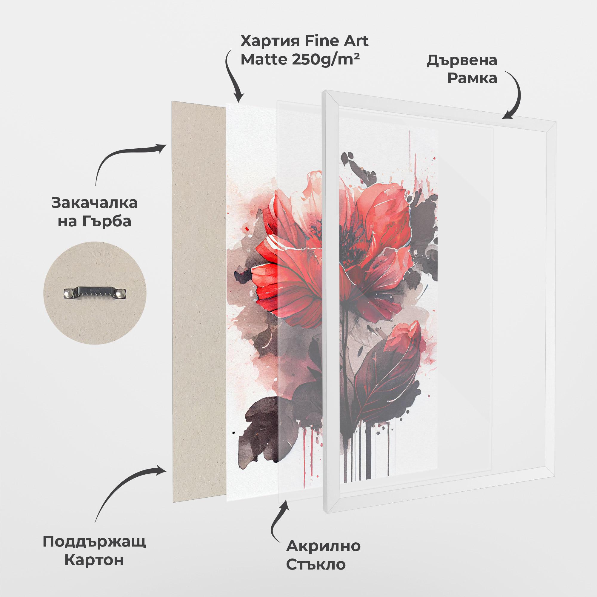 Рамкиран постер Watercolor Poppy mockup 1