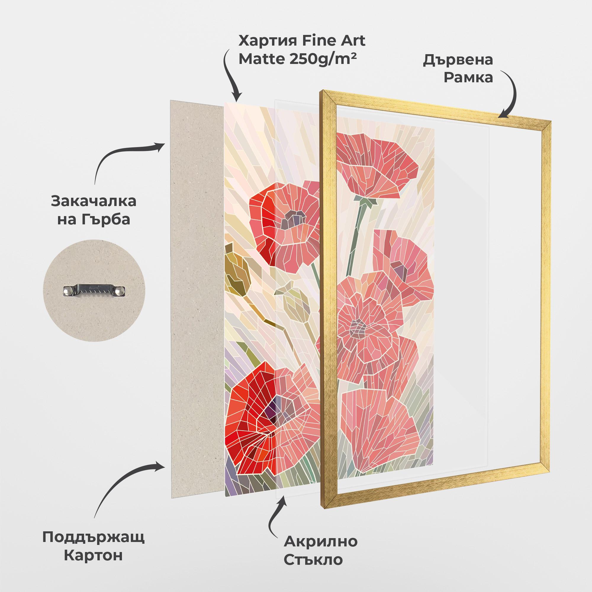 Рамкиран постер Poppy Glass mockup 1