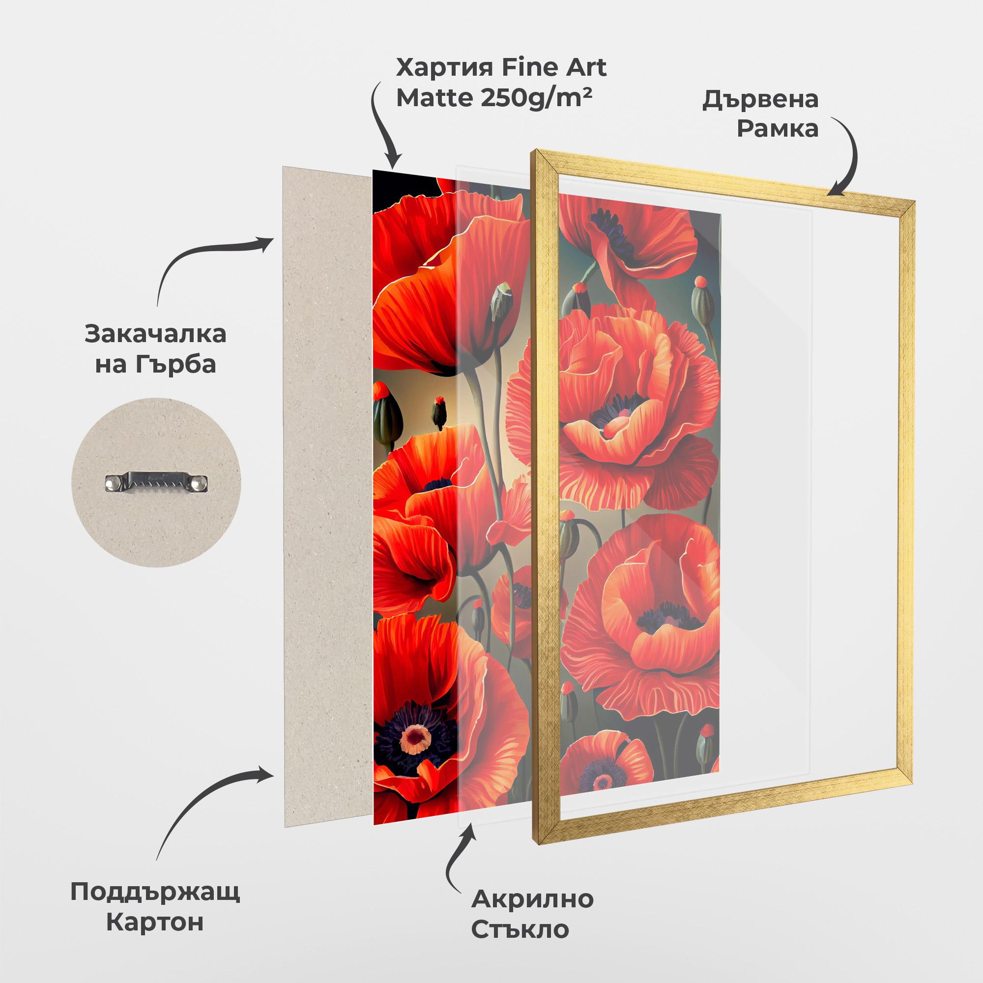 Рамкиран постер Pretty Poppy On Green mockup 1