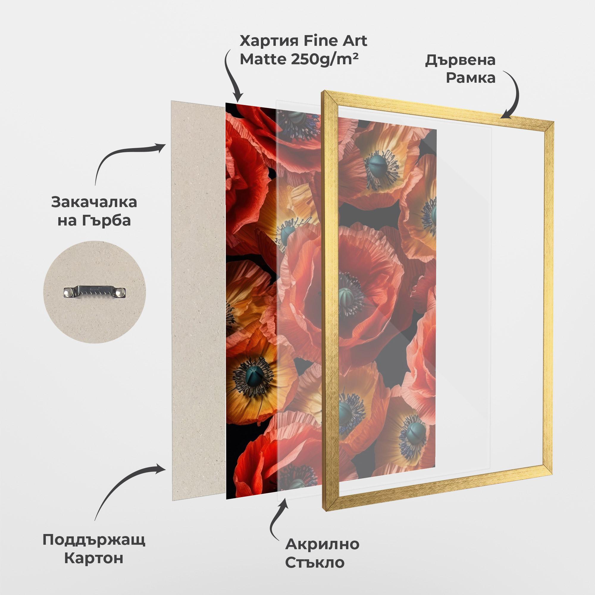 Рамкиран постер Red Orange Poppy mockup 1