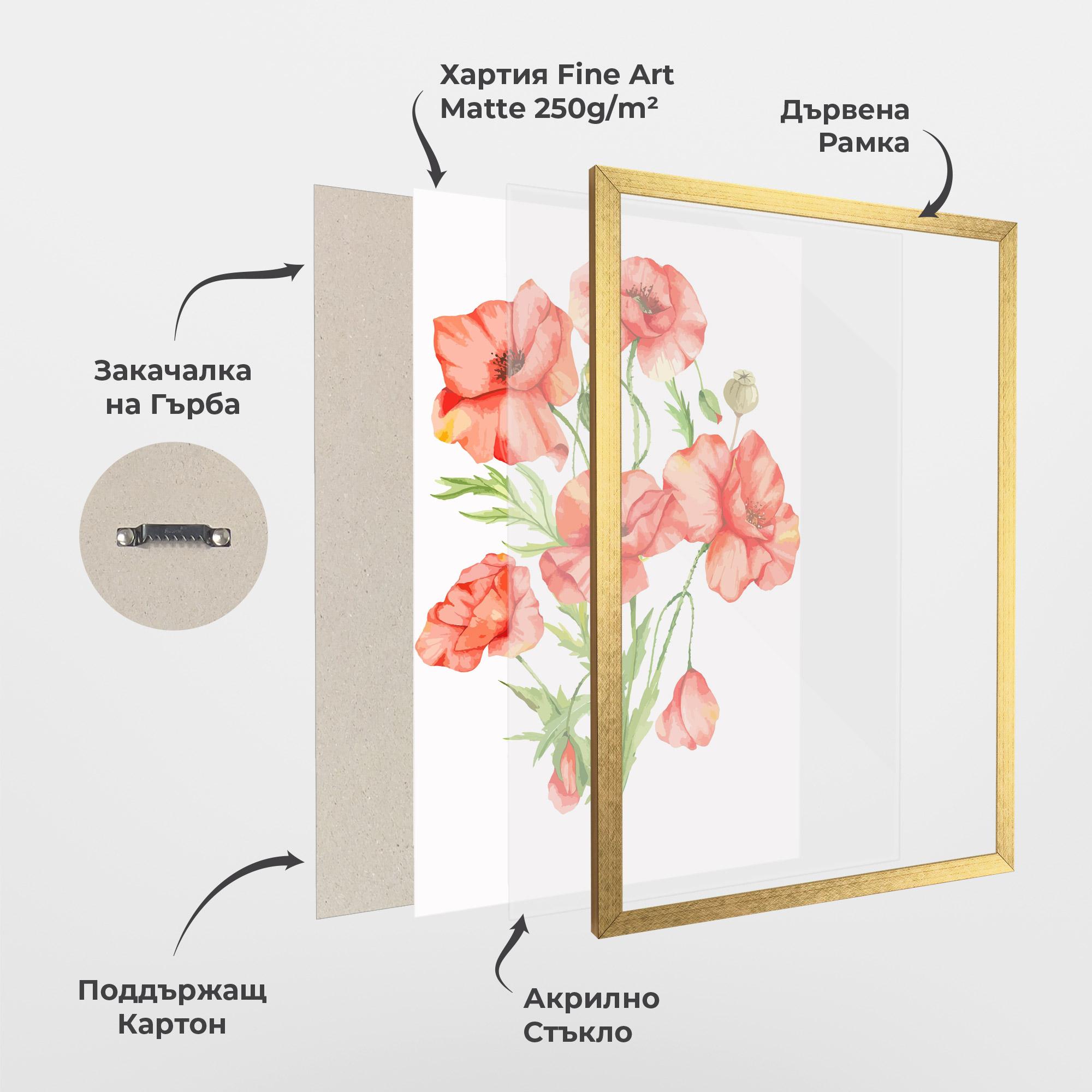 Рамкиран постер Red Pastel Poppy mockup 1