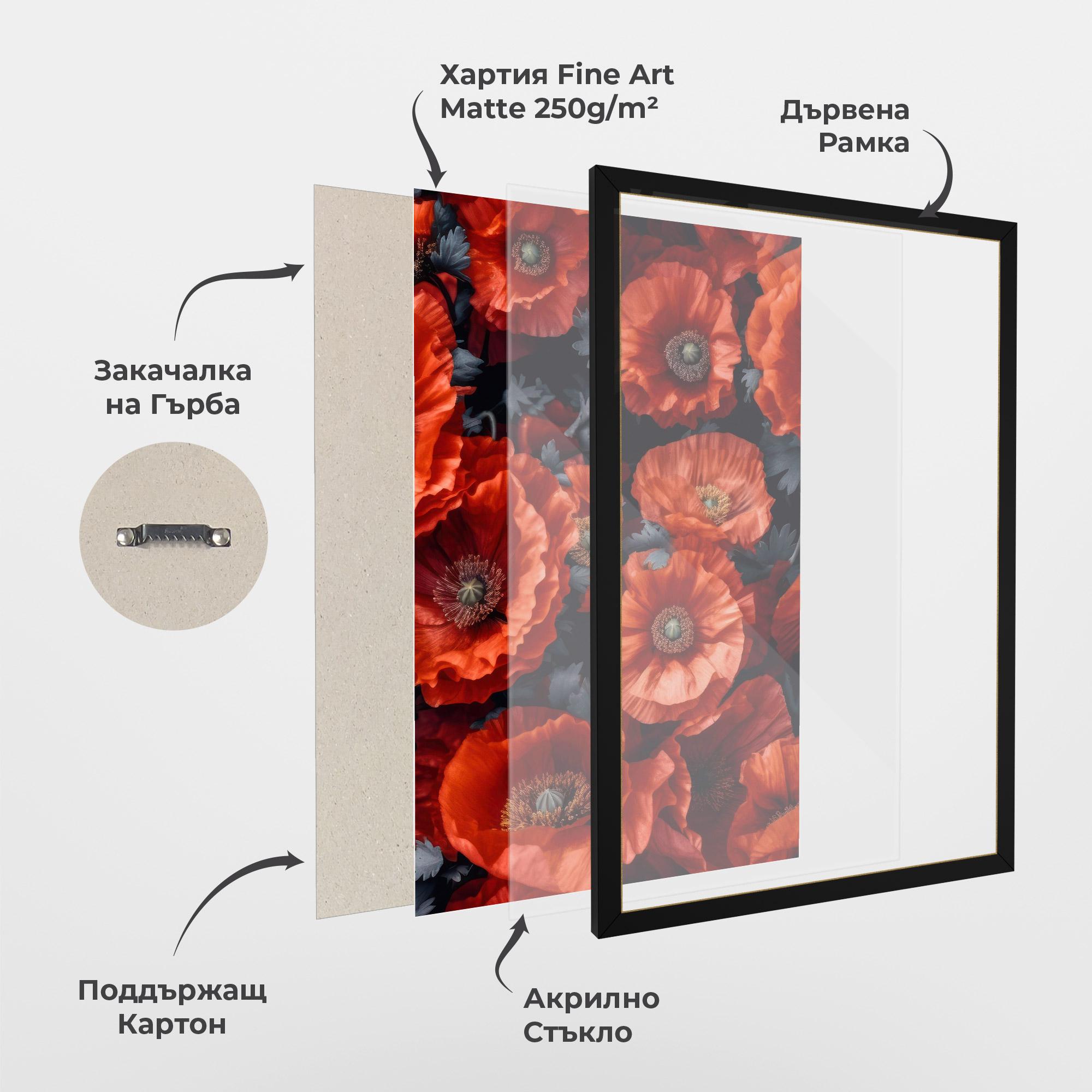 Рамкиран постер Black Red Poppies mockup 1