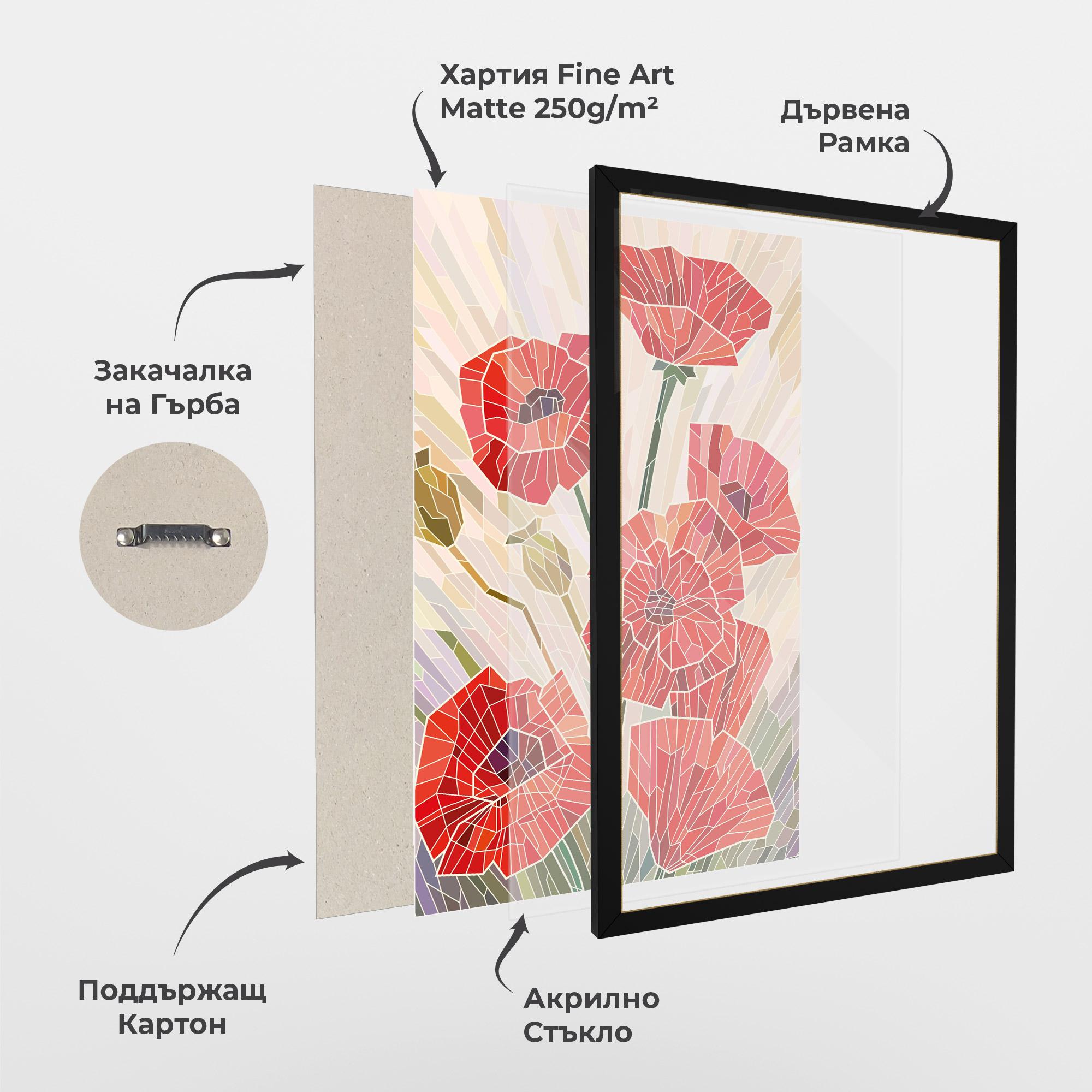 Рамкиран постер Poppy Glass mockup 1