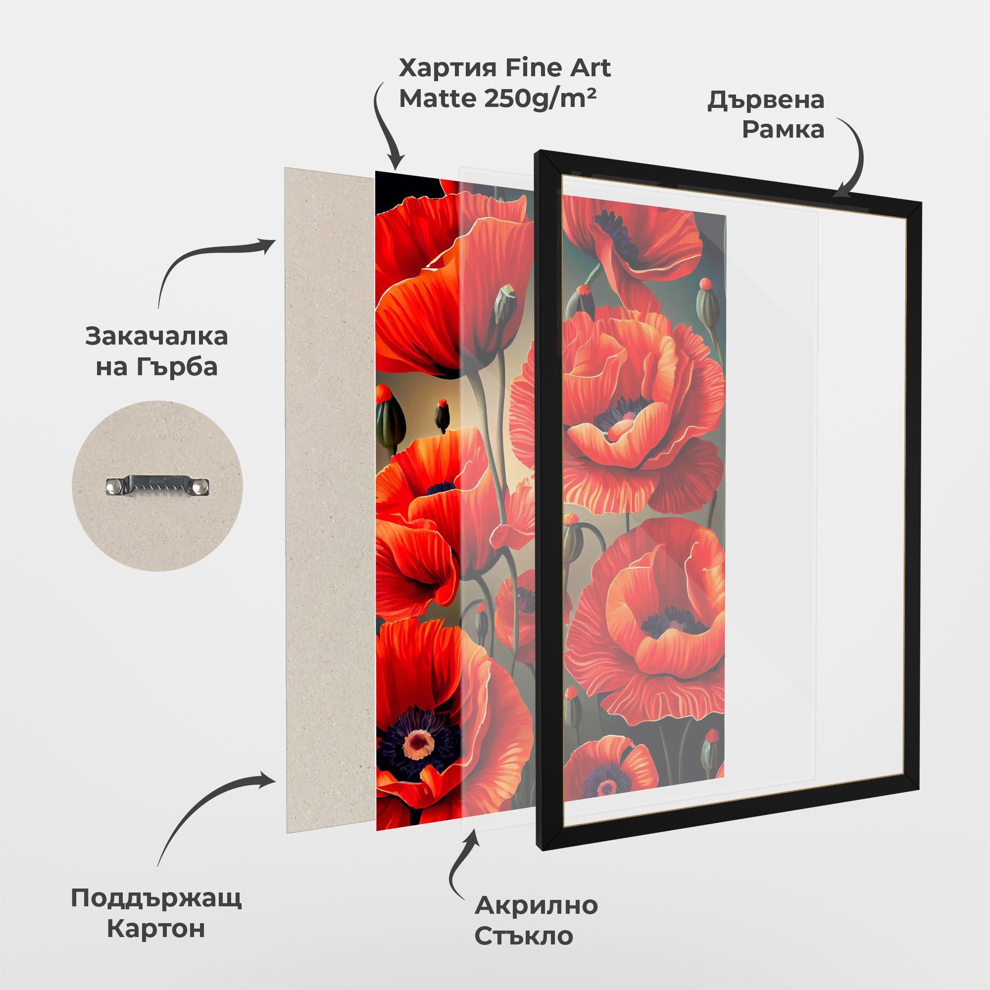 Рамкиран постер Pretty Poppy On Green mockup 1