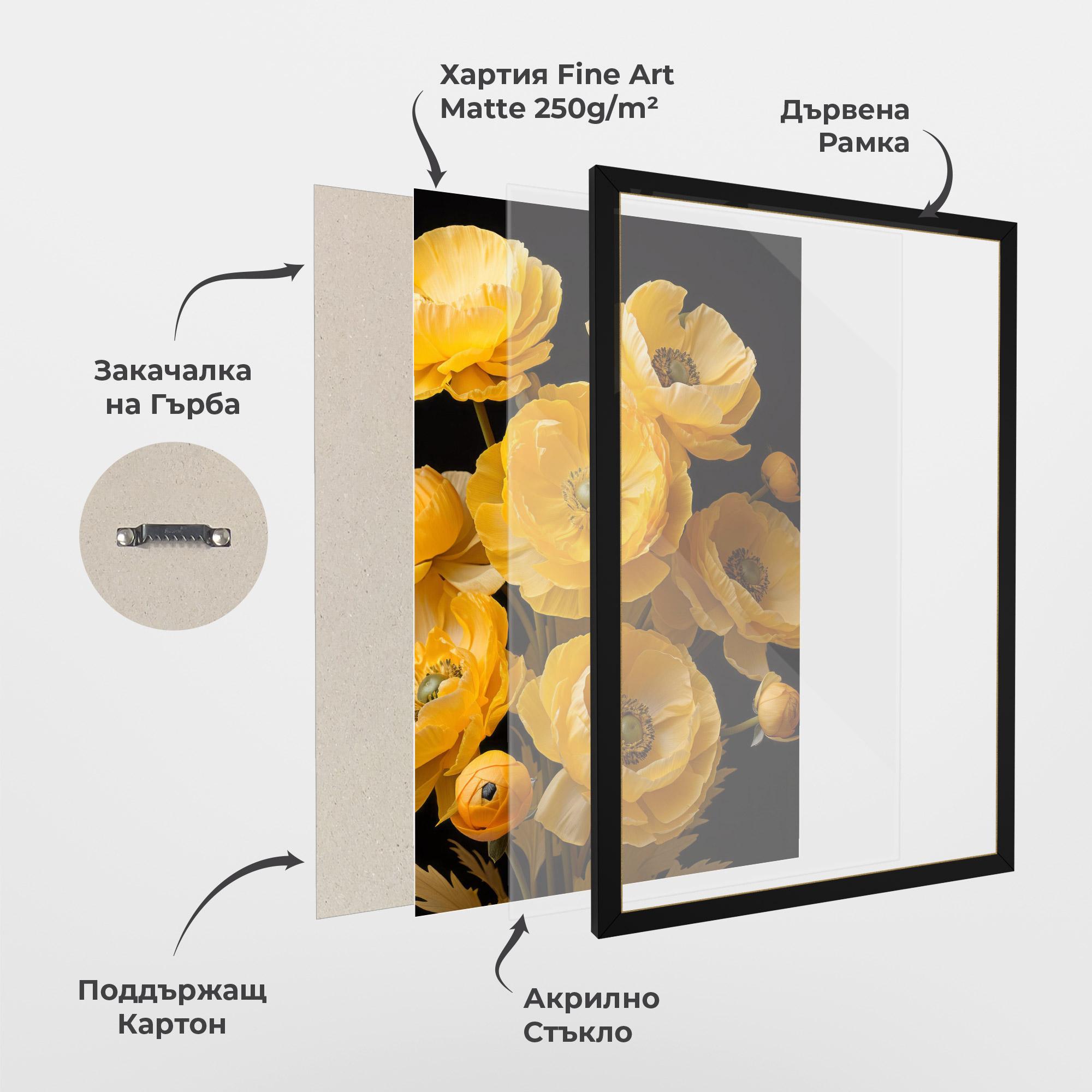 Рамкиран постер Yellow Poppy mockup 1