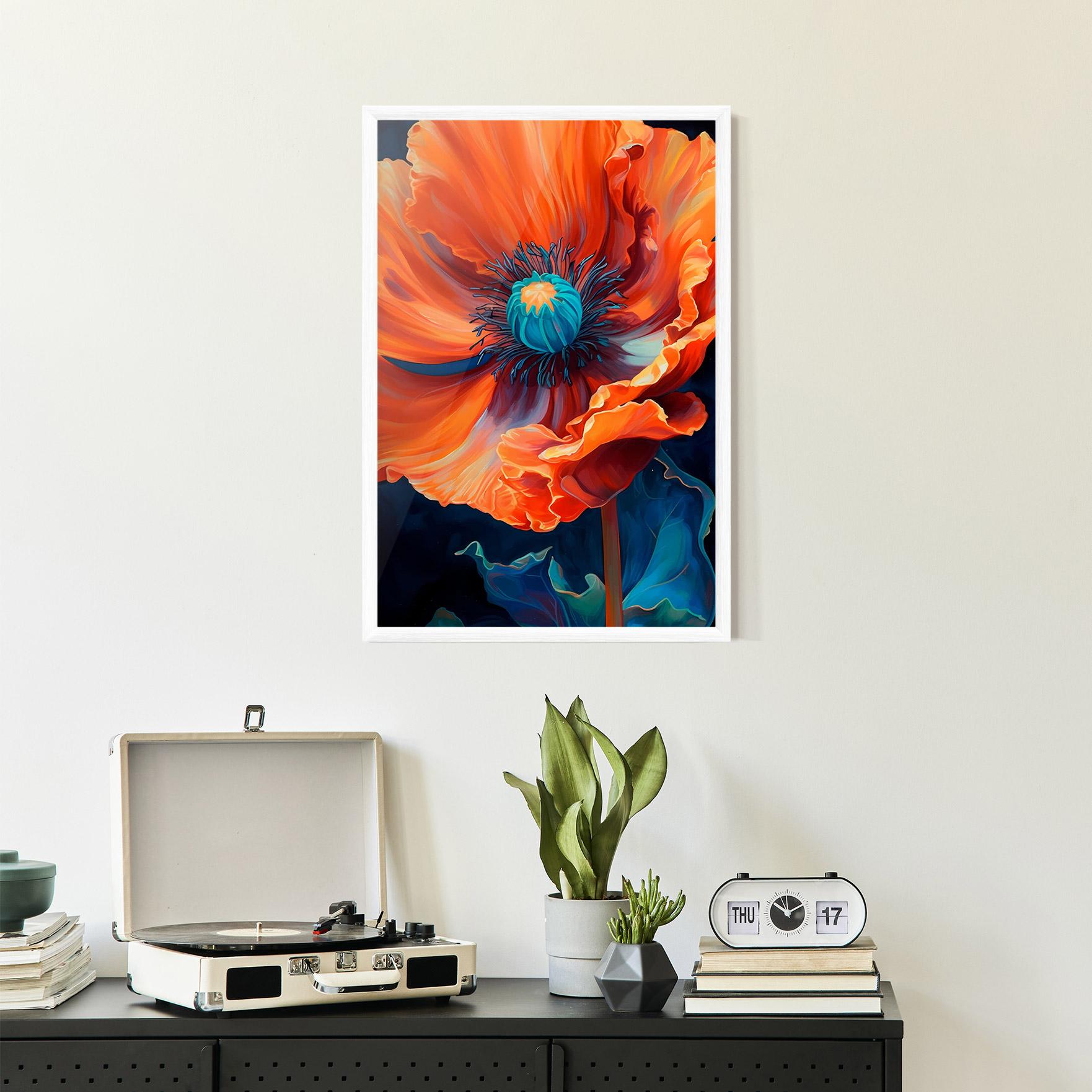 Рамкиран постер Orange Blue Poppy mockup 2