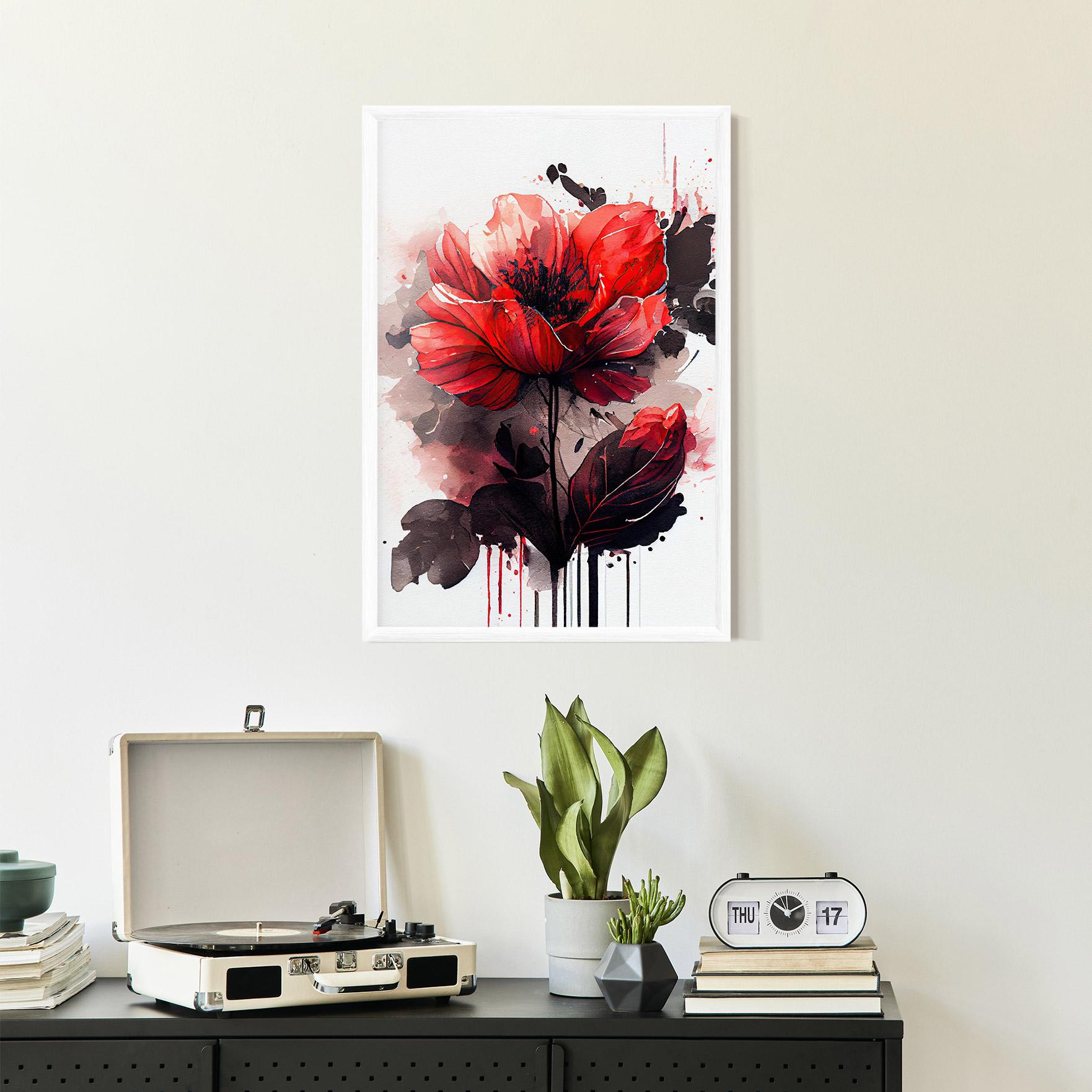 Рамкиран постер Watercolor Poppy mockup 2