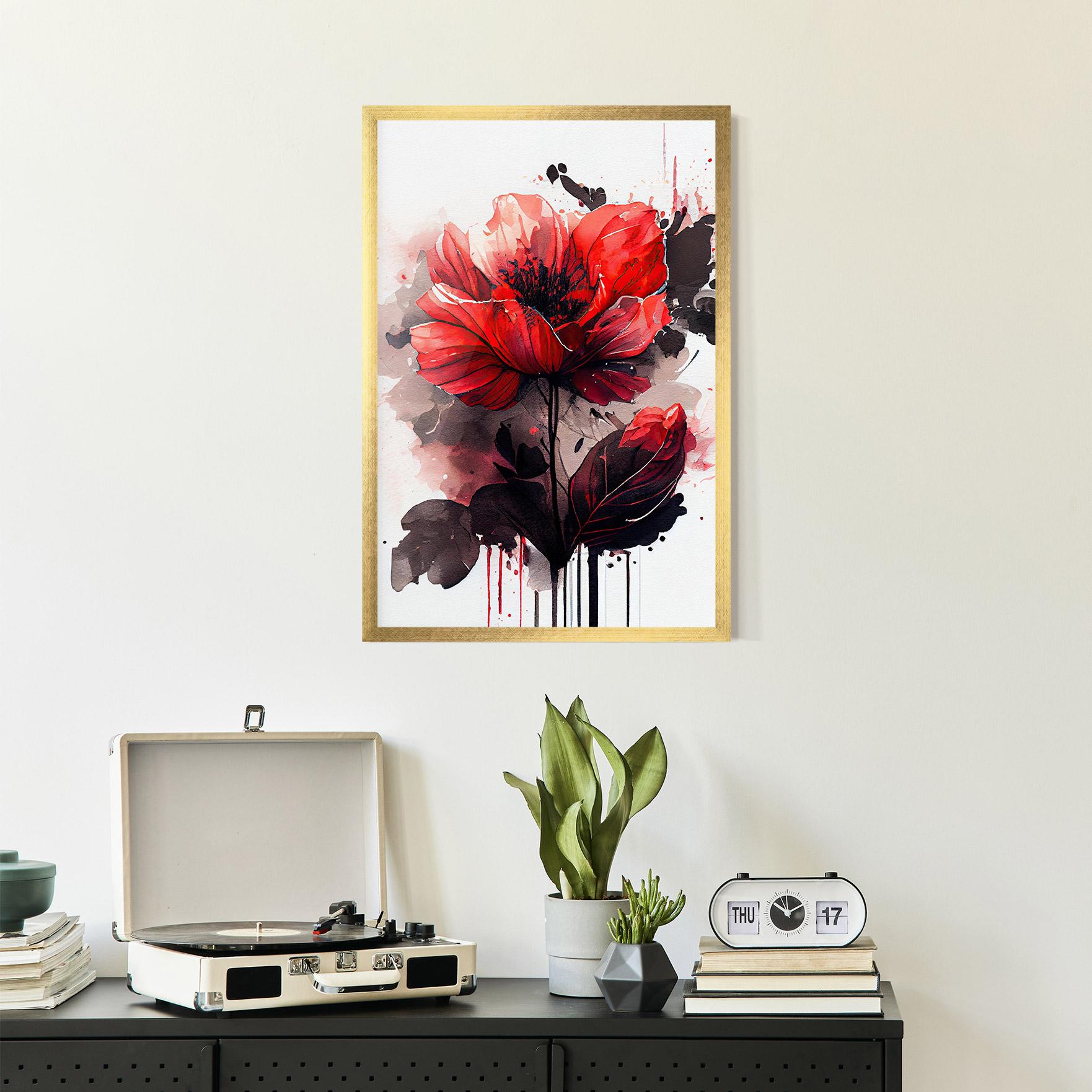 Рамкиран постер Watercolor Poppy mockup 2