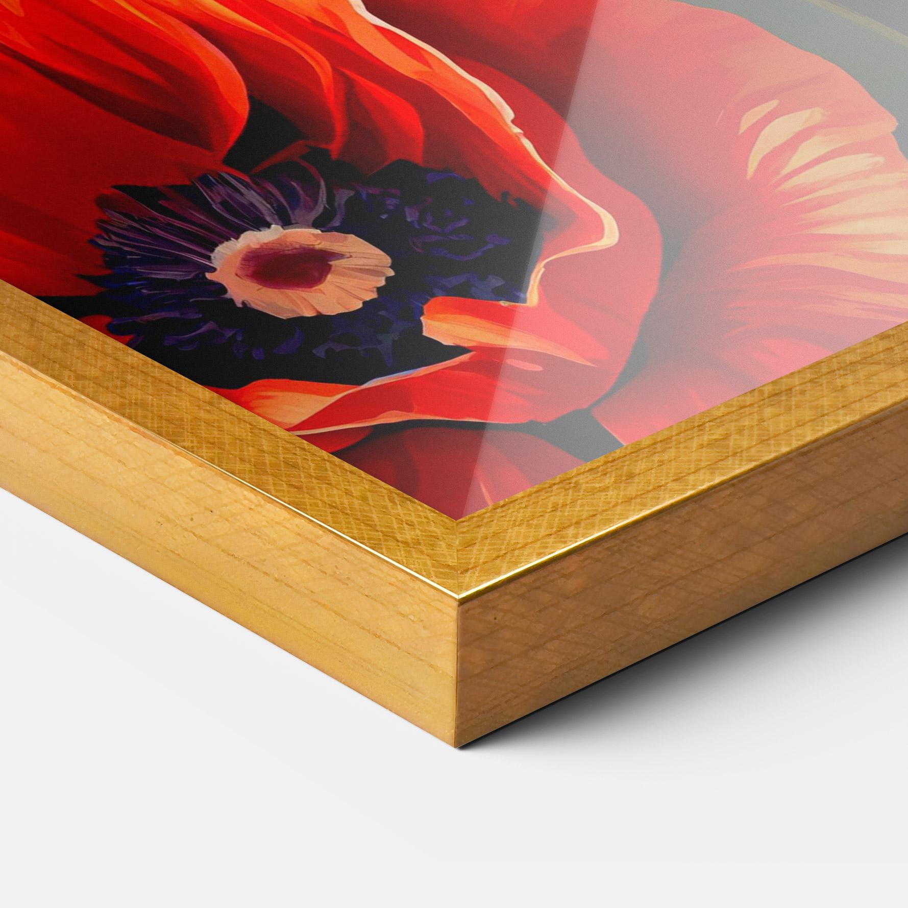 Рамкиран постер Pretty Poppy On Green mockup 3