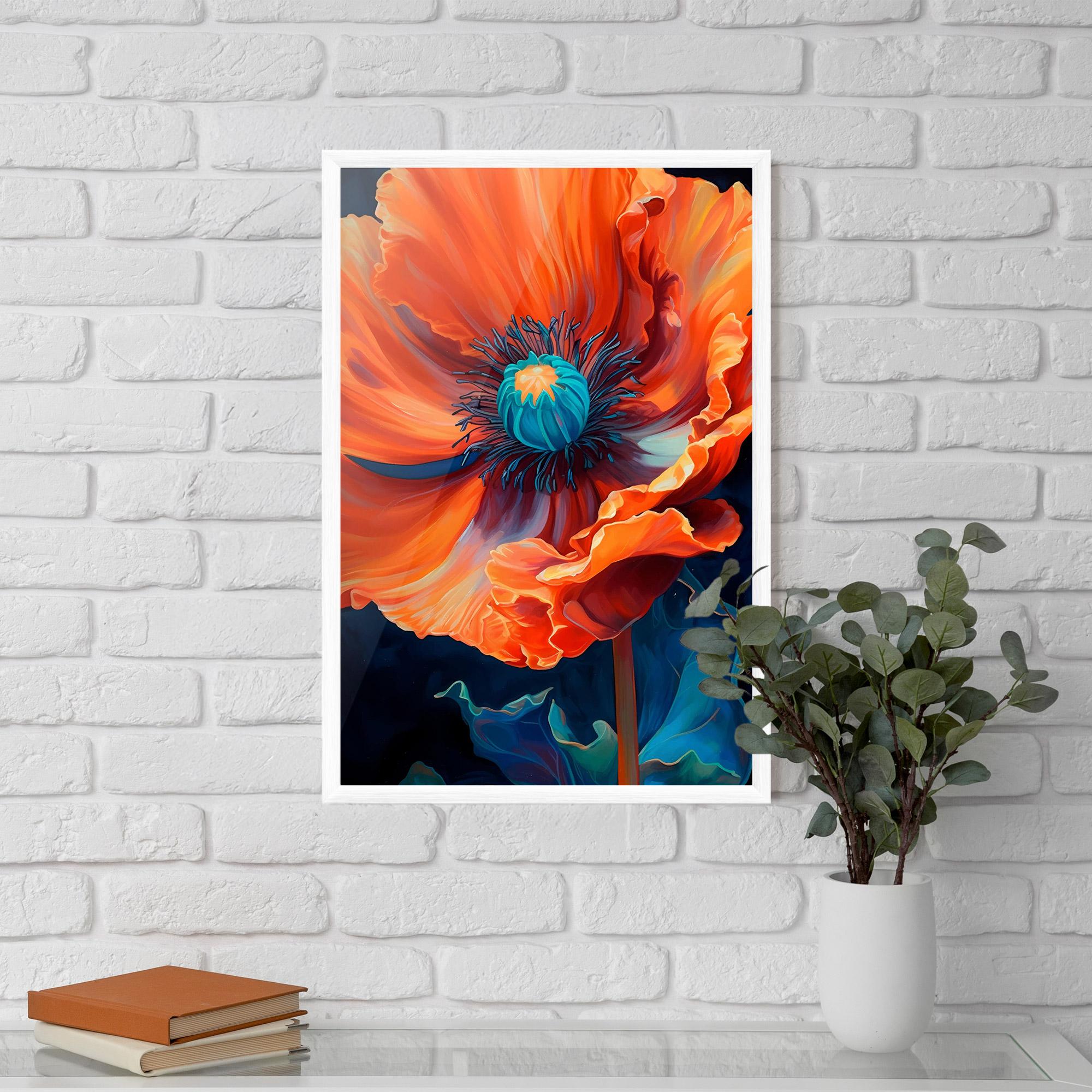 Рамкиран постер Orange Blue Poppy mockup 5