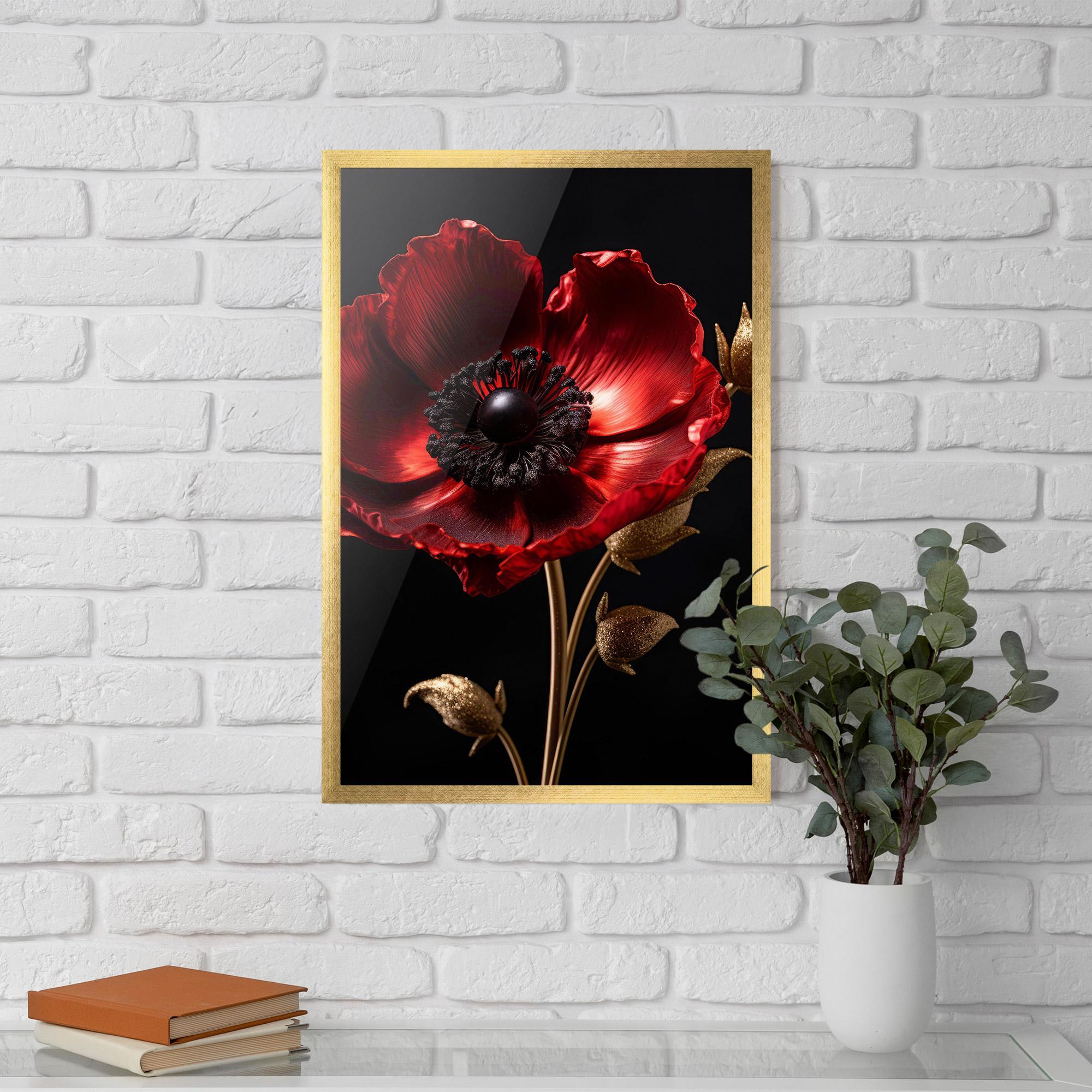 Рамкиран постер Dark Red Poppy mockup 5
