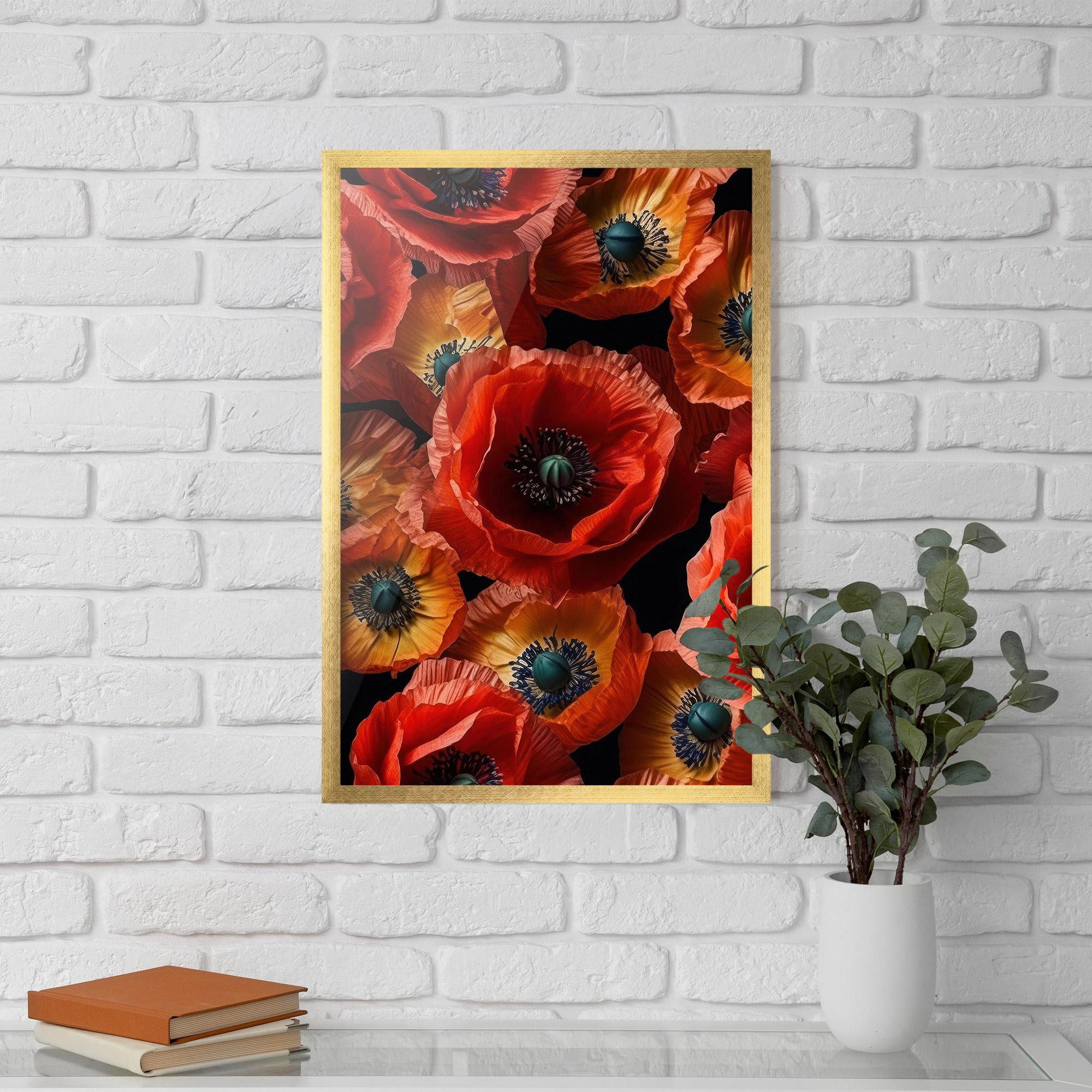 Рамкиран постер Red Orange Poppy mockup 5