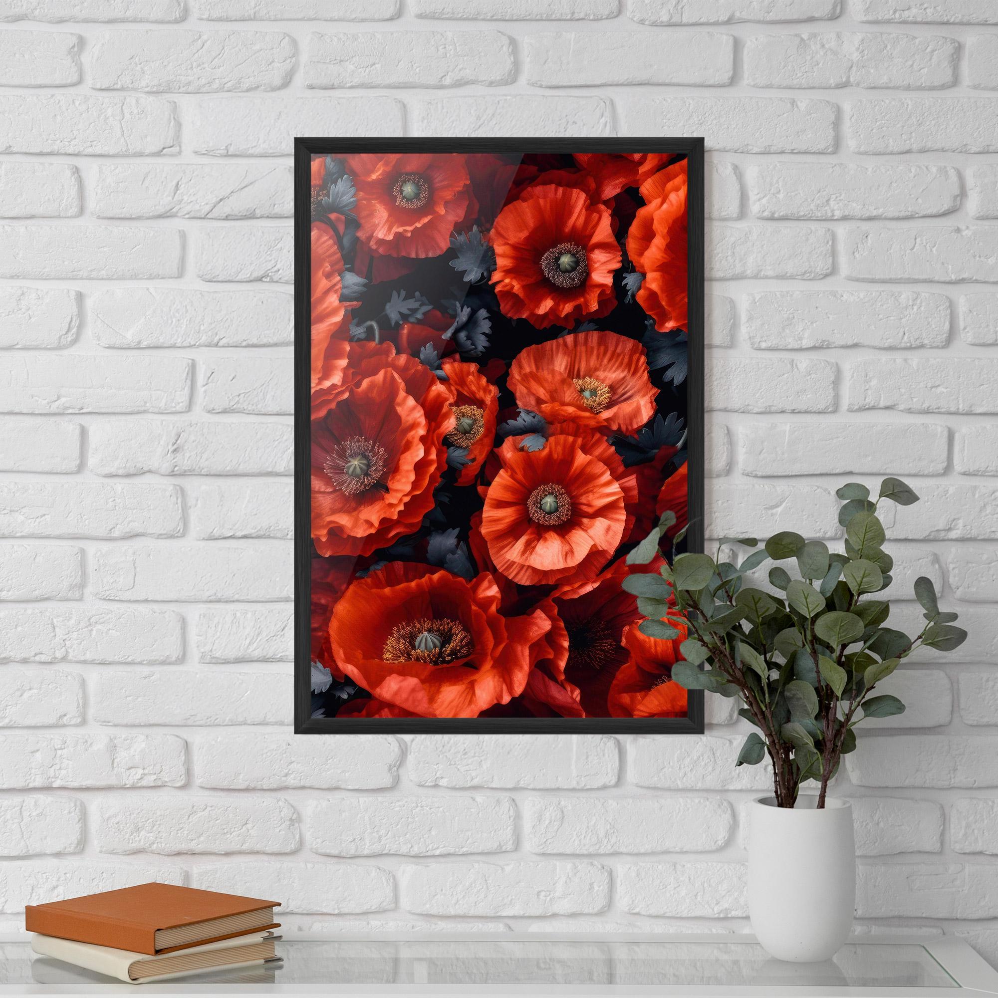 Рамкиран постер Black Red Poppies mockup 5