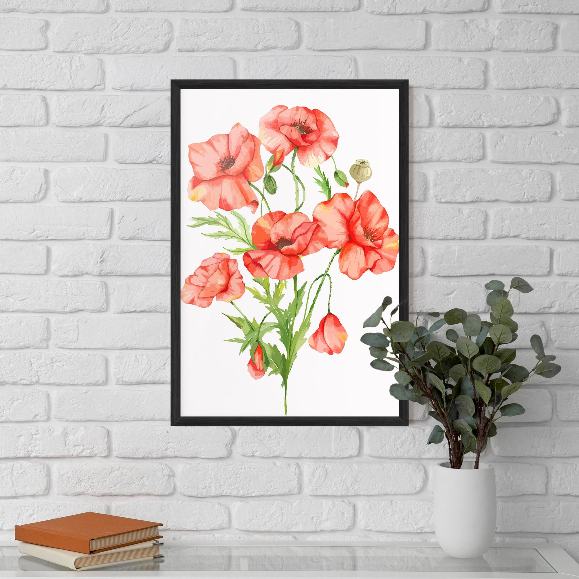 Рамкиран постер Red Pastel Poppy mockup 5