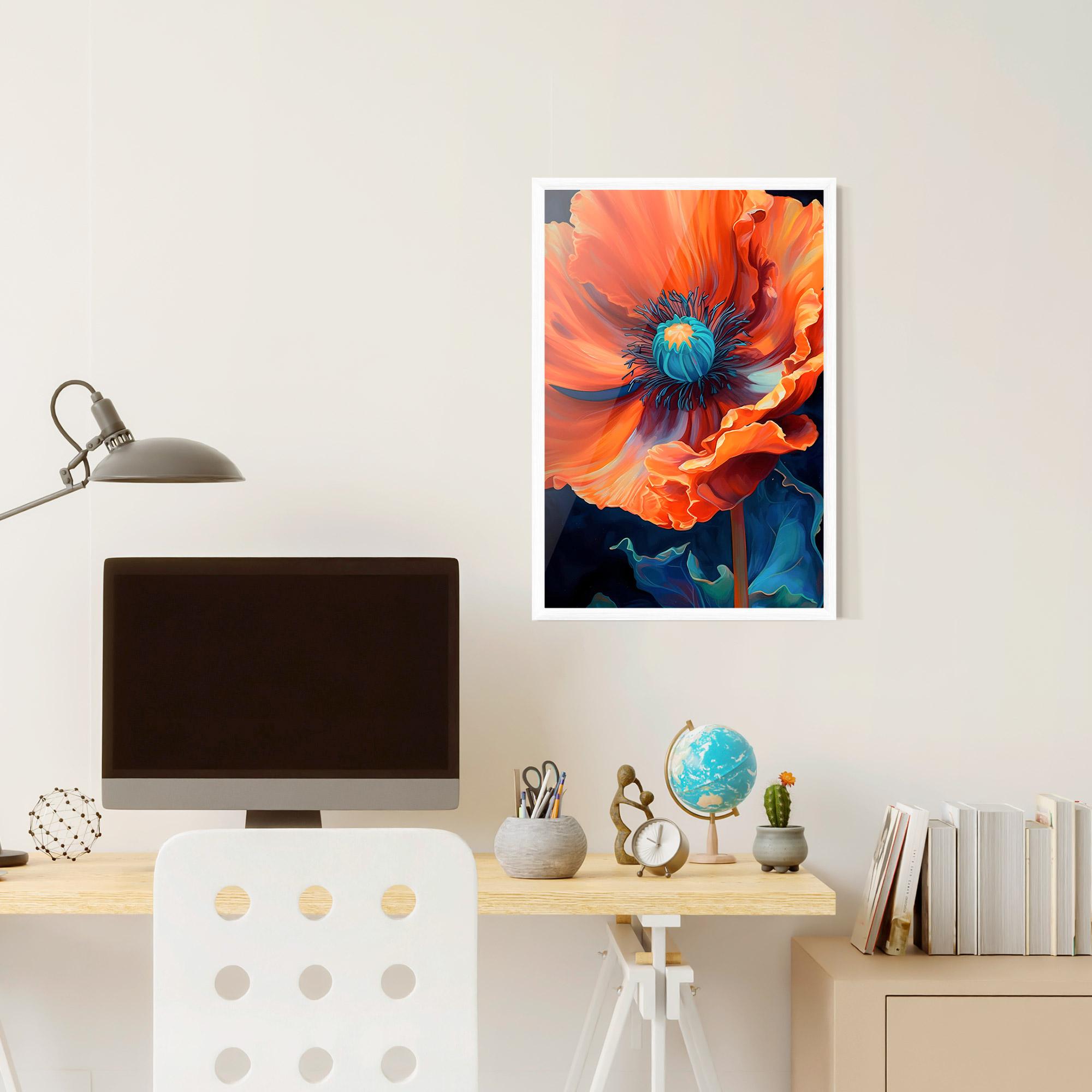 Рамкиран постер Orange Blue Poppy mockup 6