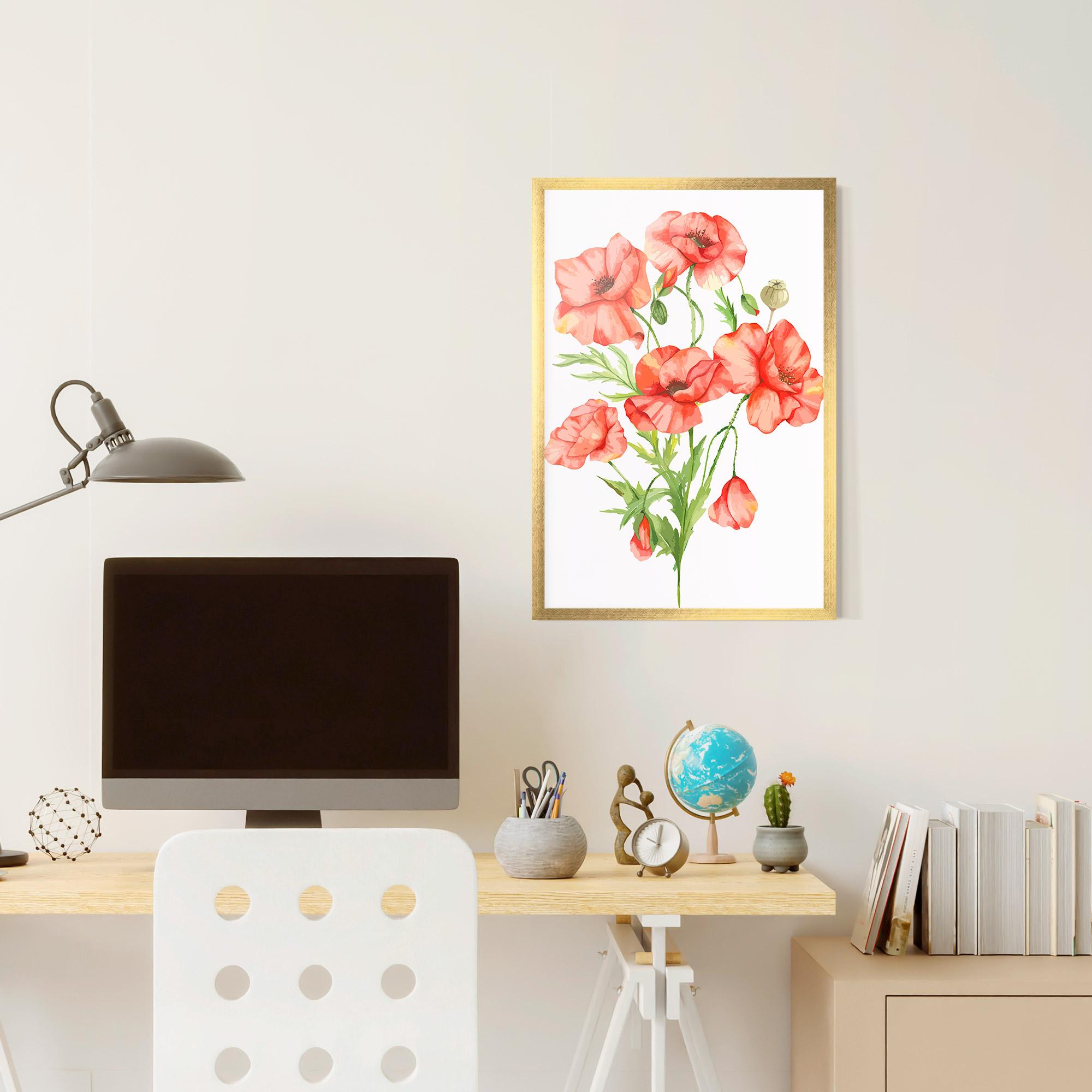 Рамкиран постер Red Pastel Poppy mockup 6
