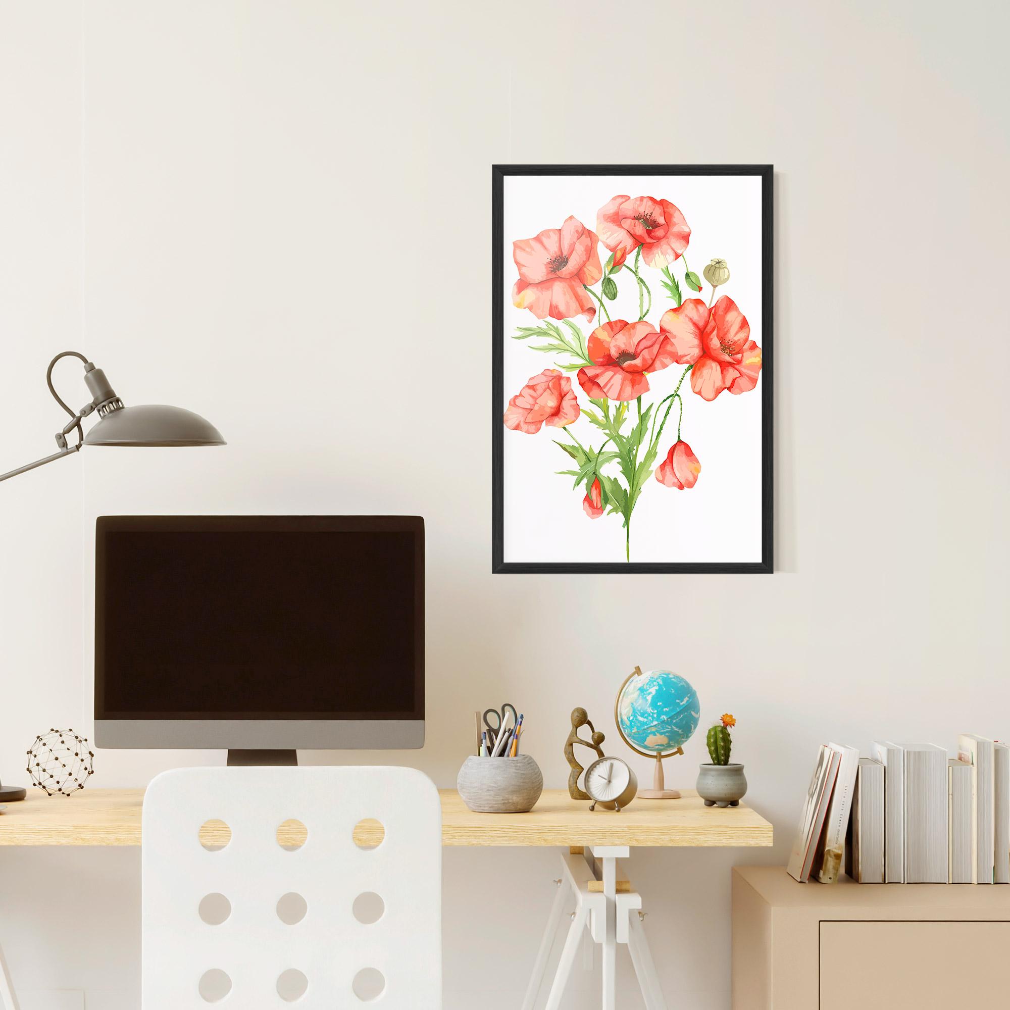 Рамкиран постер Red Pastel Poppy mockup 6