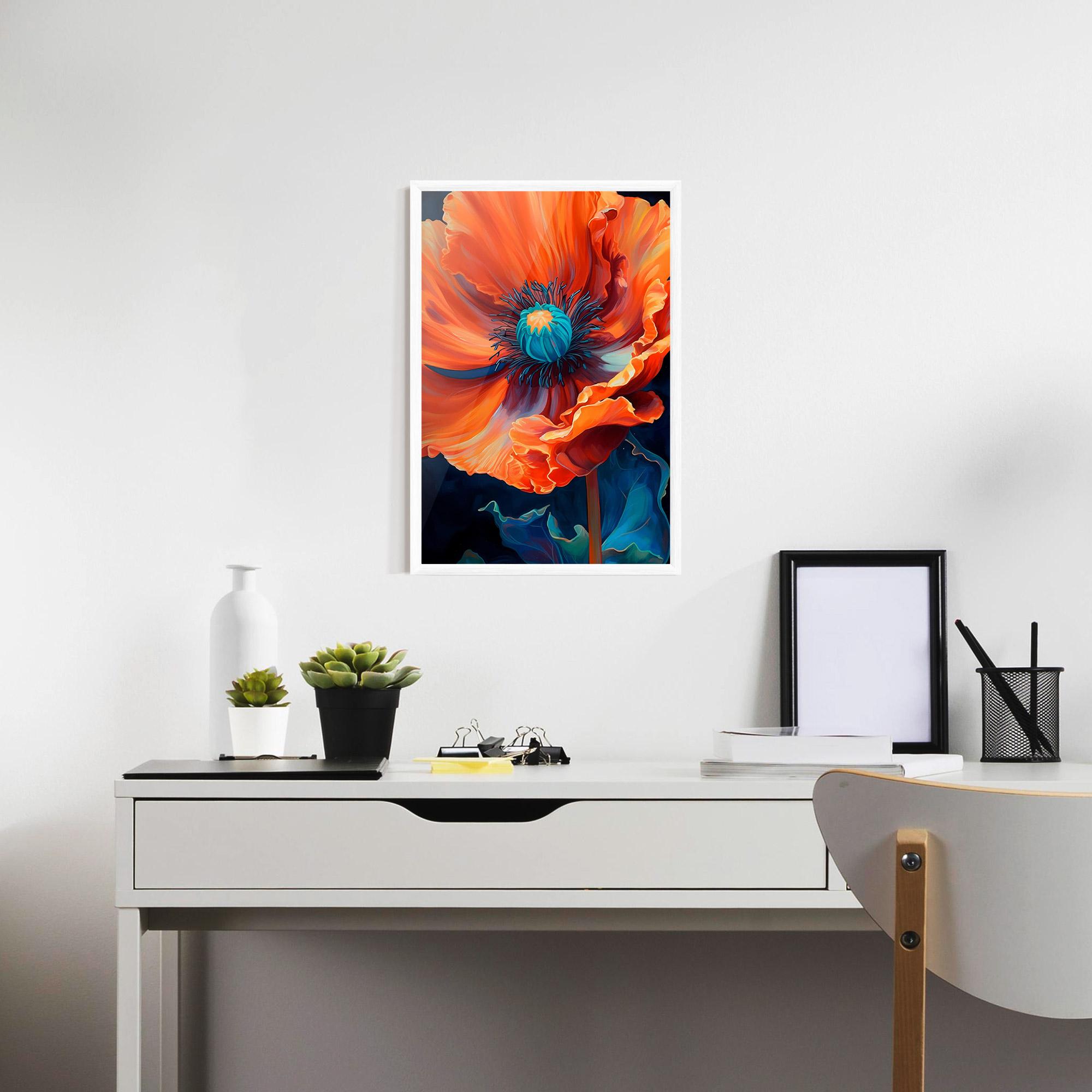 Рамкиран постер Orange Blue Poppy mockup 7