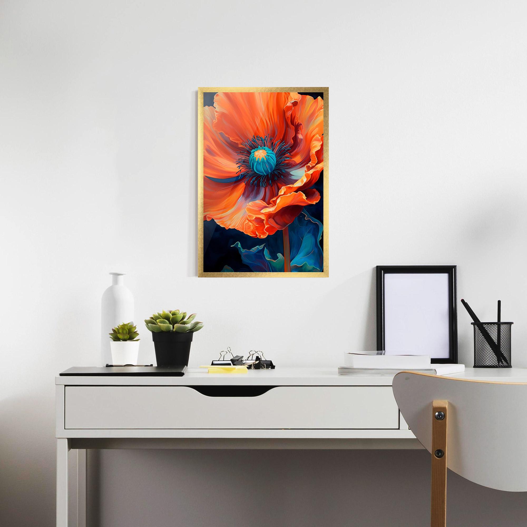 Рамкиран постер Orange Blue Poppy mockup 7