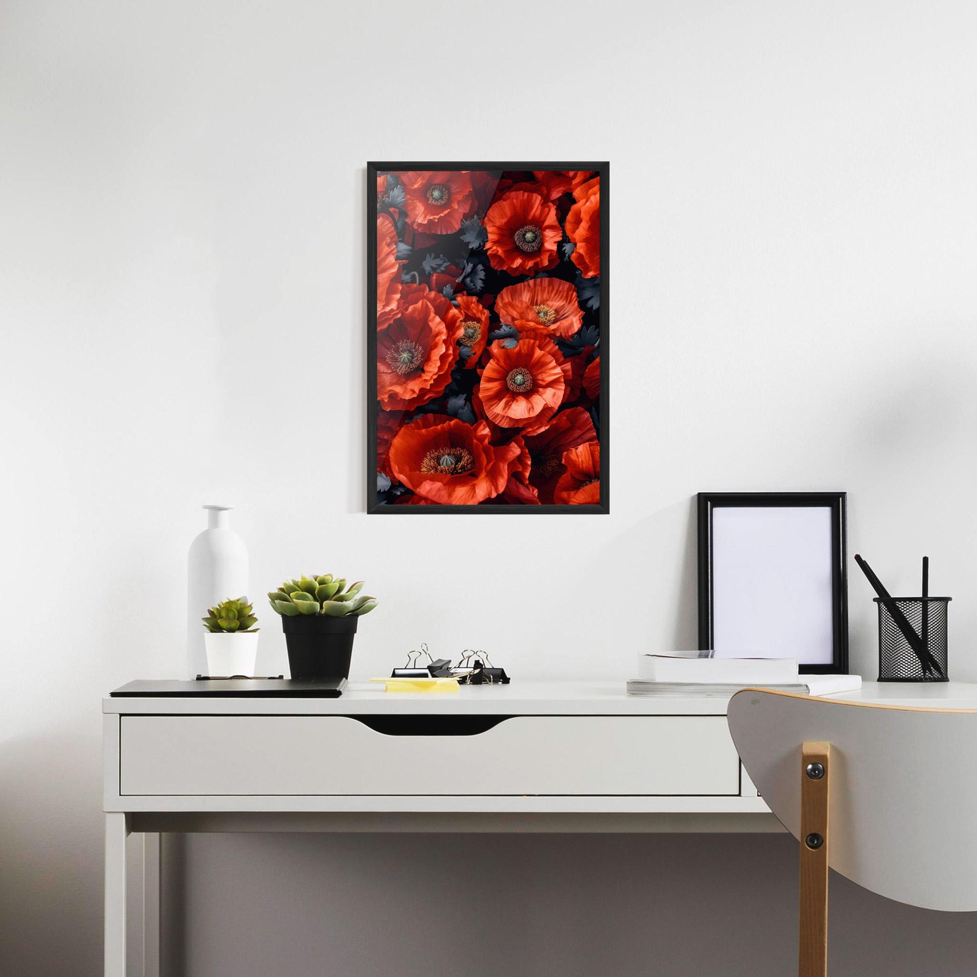 Рамкиран постер Black Red Poppies mockup 7