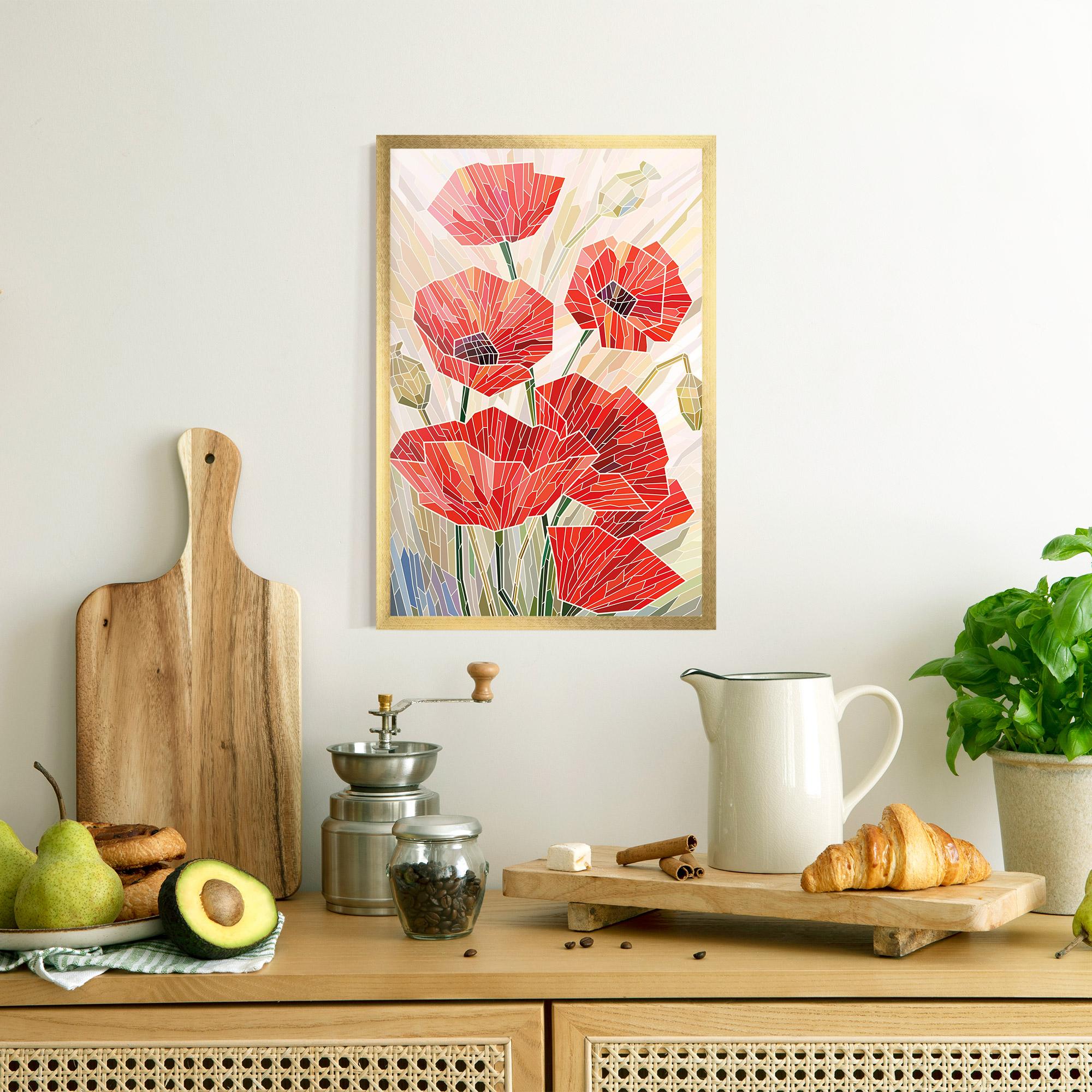 Рамкиран постер Poppy Stained Glass mockup 8