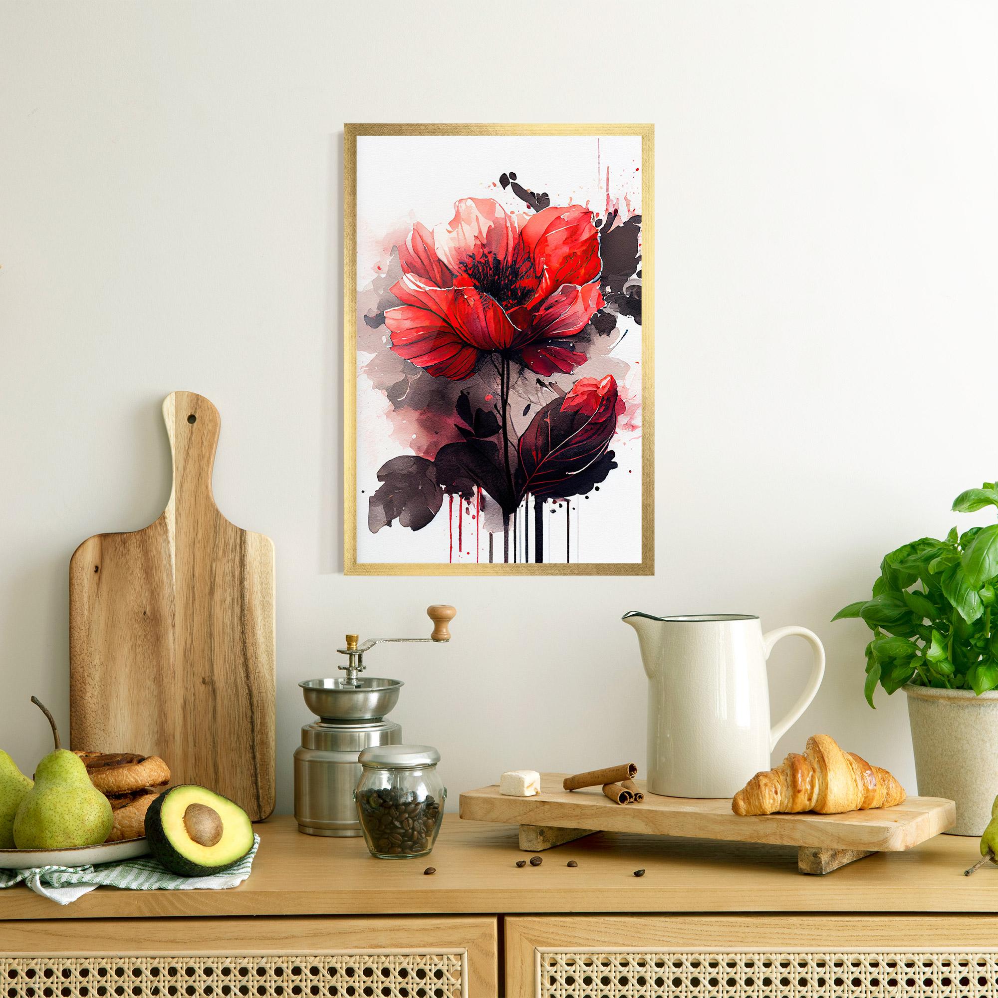 Рамкиран постер Watercolor Poppy mockup 8