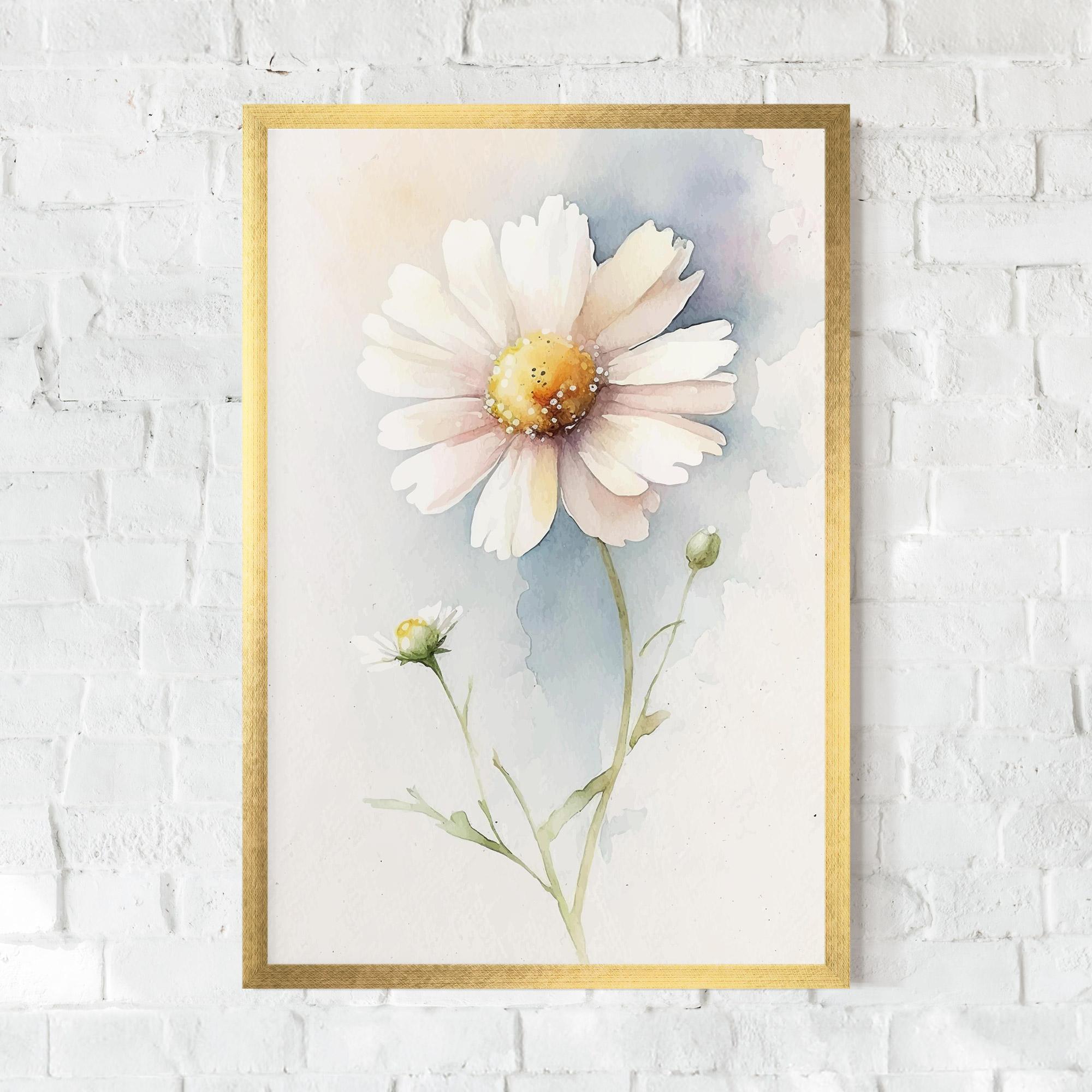 Рамкиран постер Painted White Daisy mockup 0