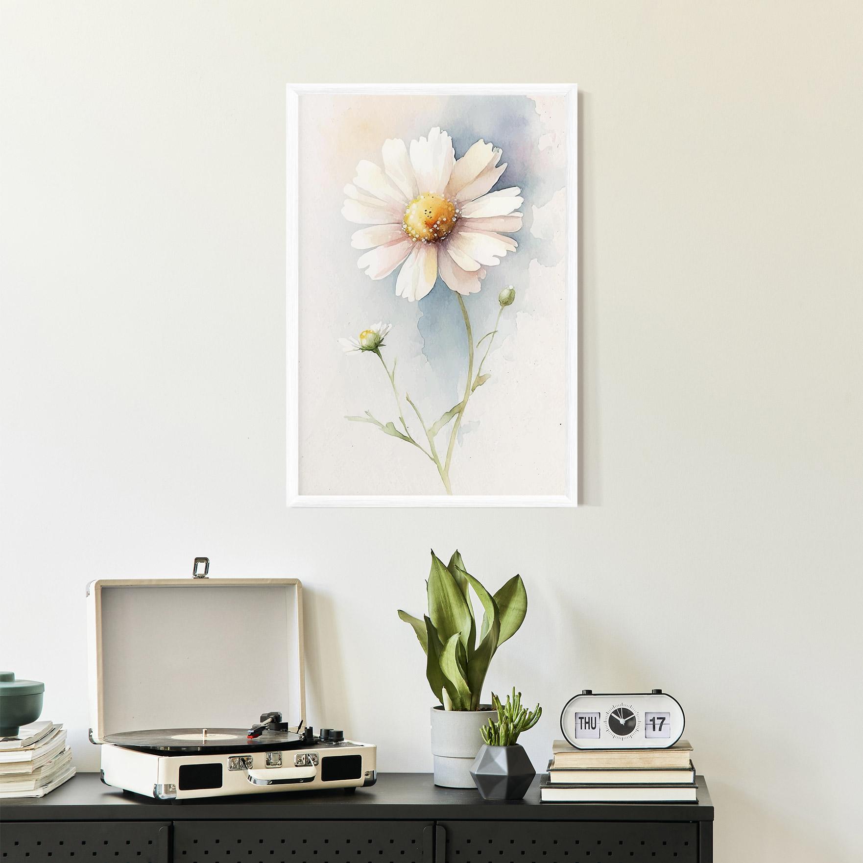 Рамкиран постер Painted White Daisy mockup 2