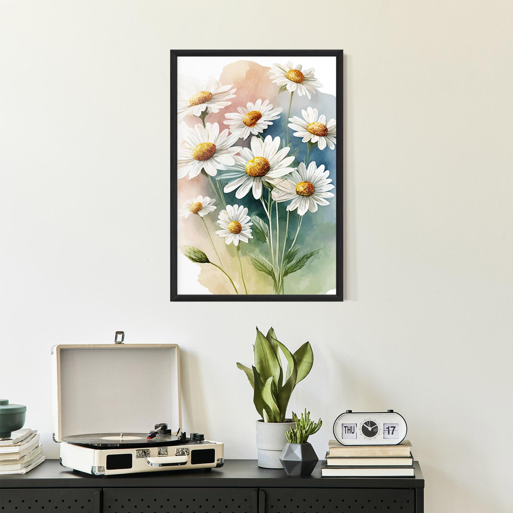 Рамкиран постер White Daisy Art mockup 2
