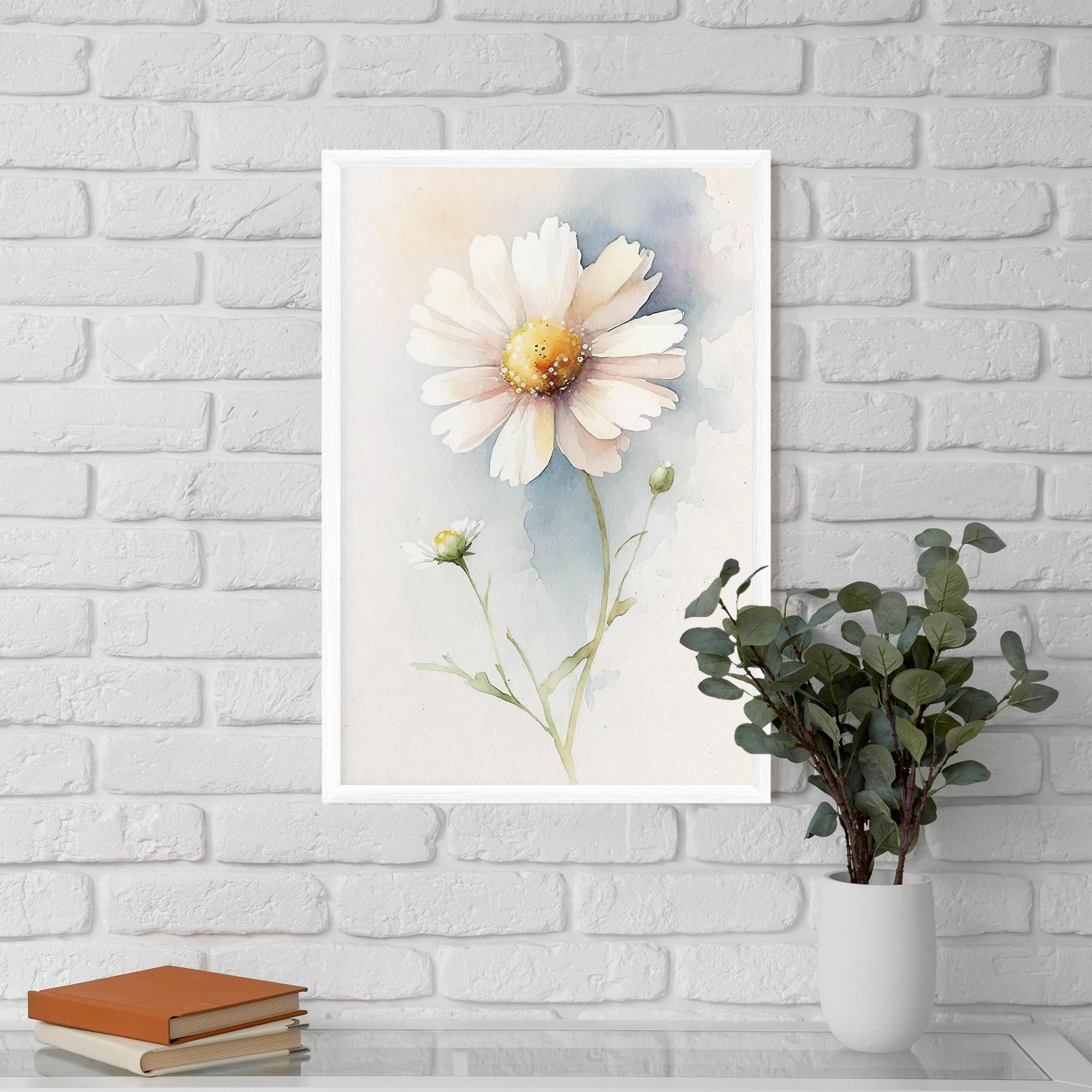 Рамкиран постер Painted White Daisy mockup 5