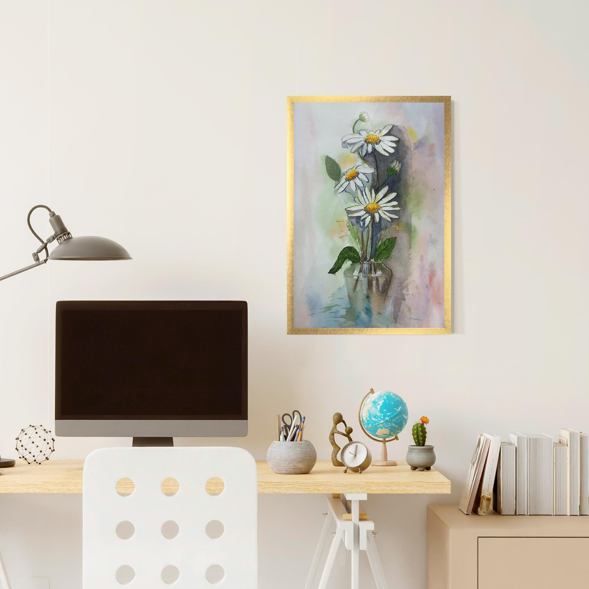 Рамкиран постер Old Daisy Paint mockup 6