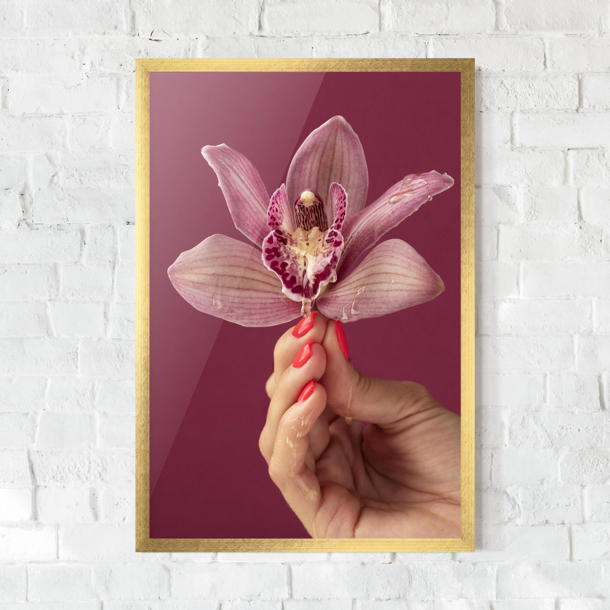 Рамкиран постер Orchid Holding mockup 0