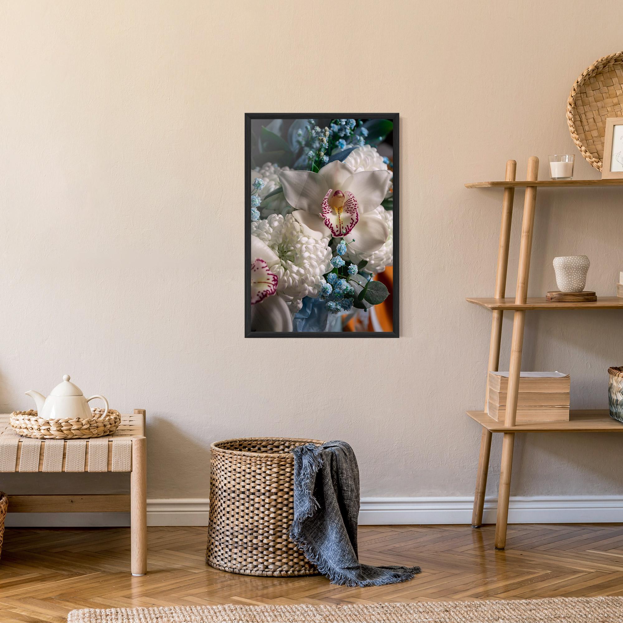 Рамкиран постер White Orchid With Blue mockup 9