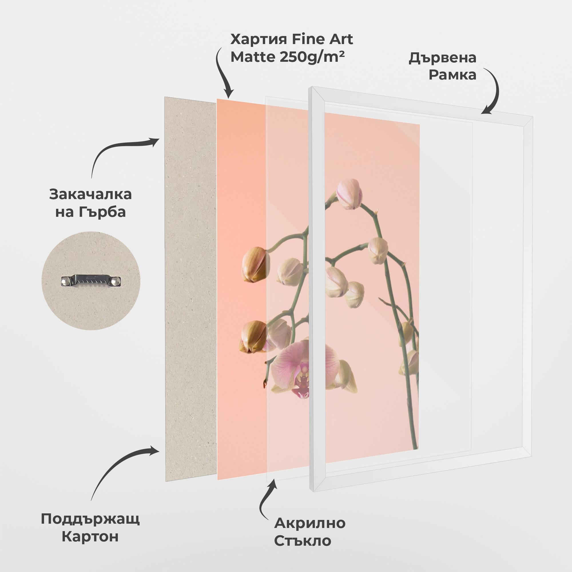 Рамкиран постер Orchids On Pink mockup 1