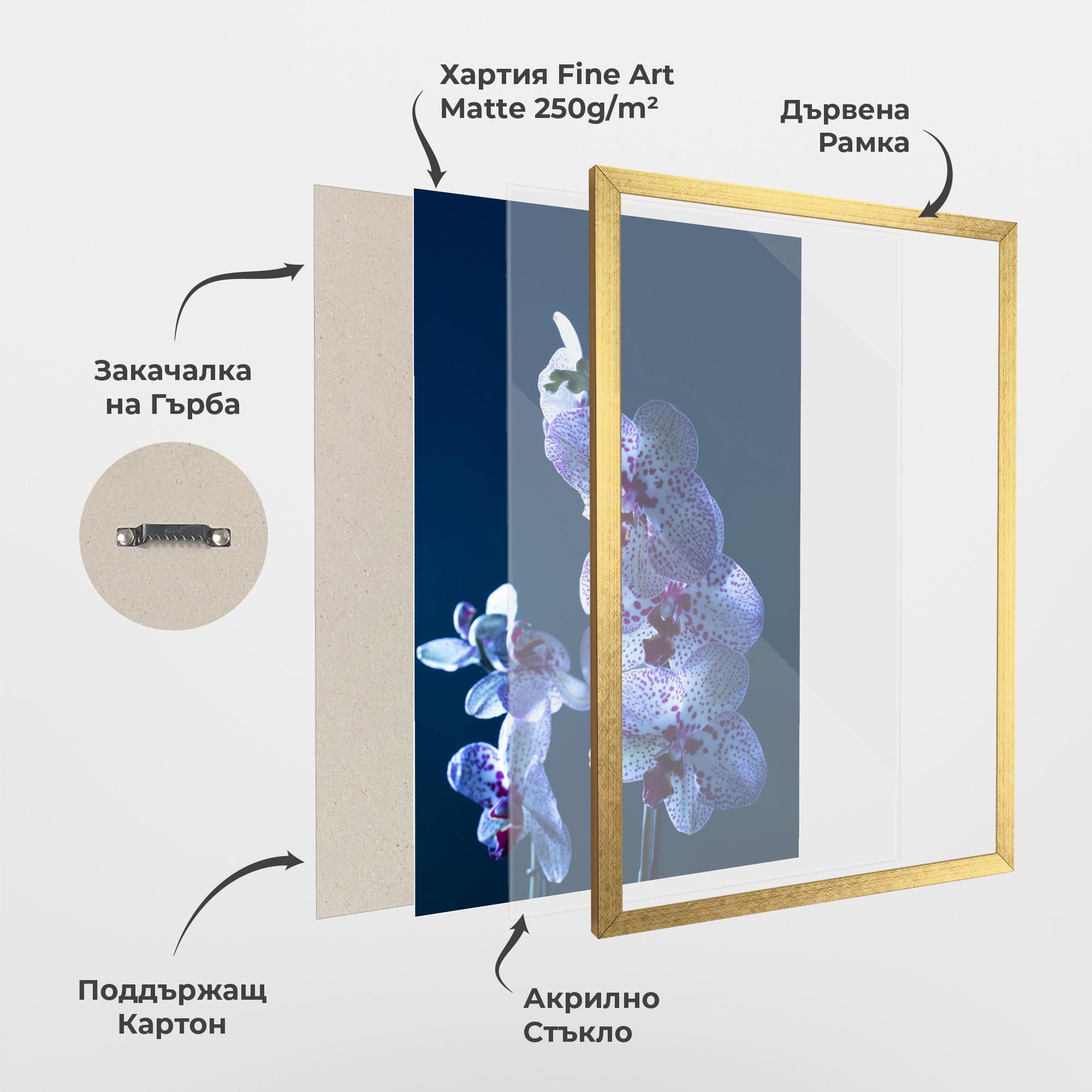 Рамкиран постер Blue Light Orchid mockup 1