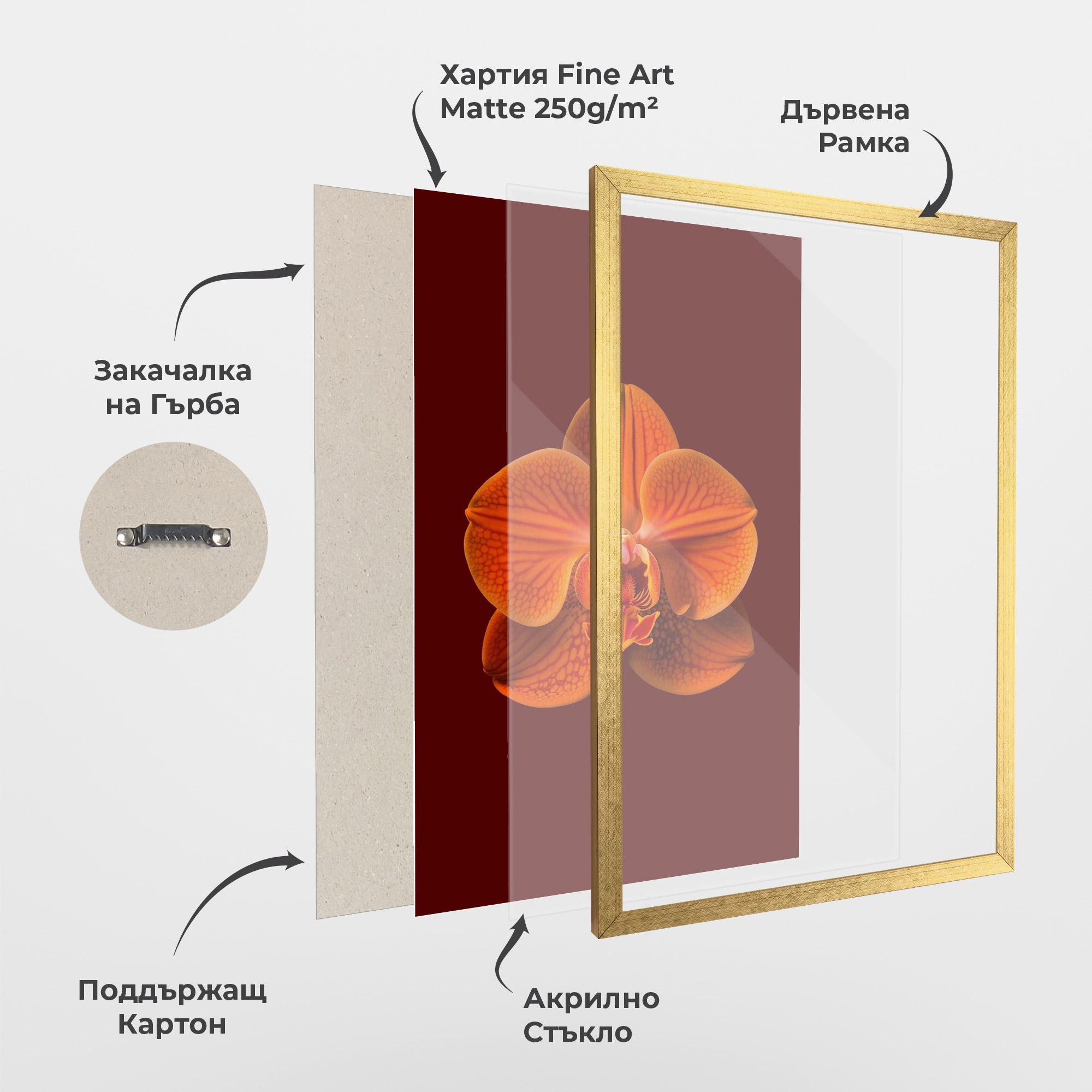 Рамкиран постер Strong Orange Orchid mockup 1