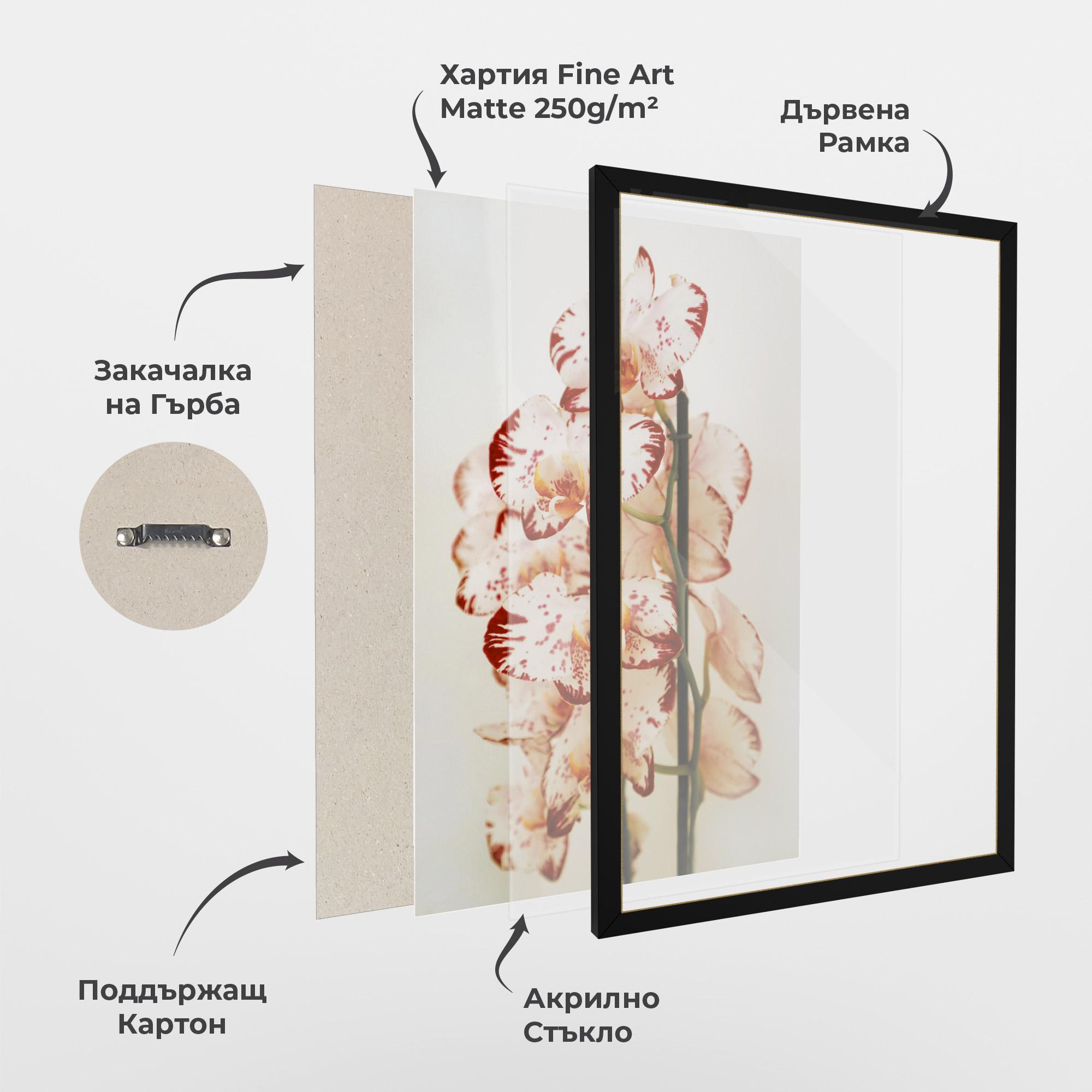 Рамкиран постер Red White Orchids mockup 1