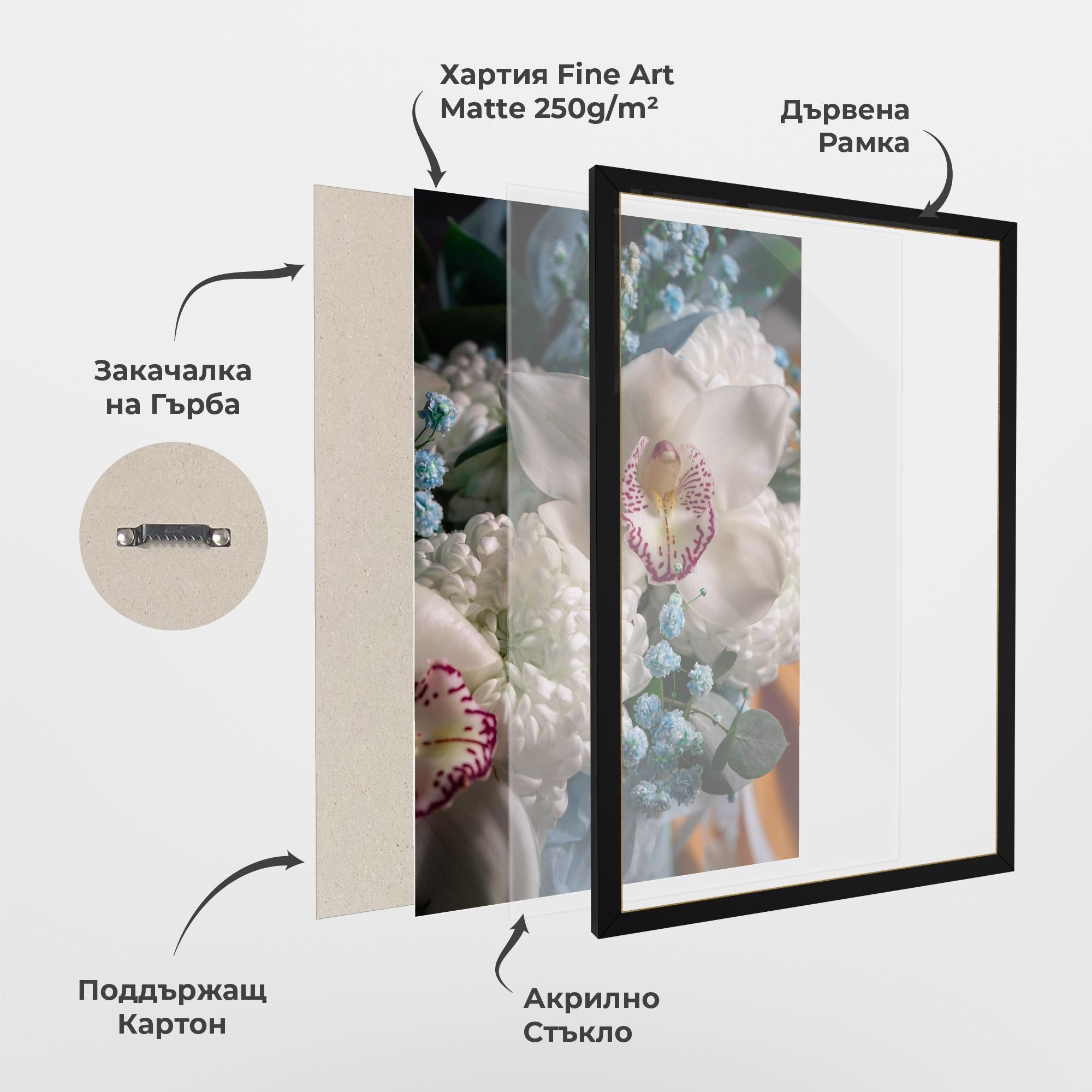 Рамкиран постер White Orchid With Blue mockup 1