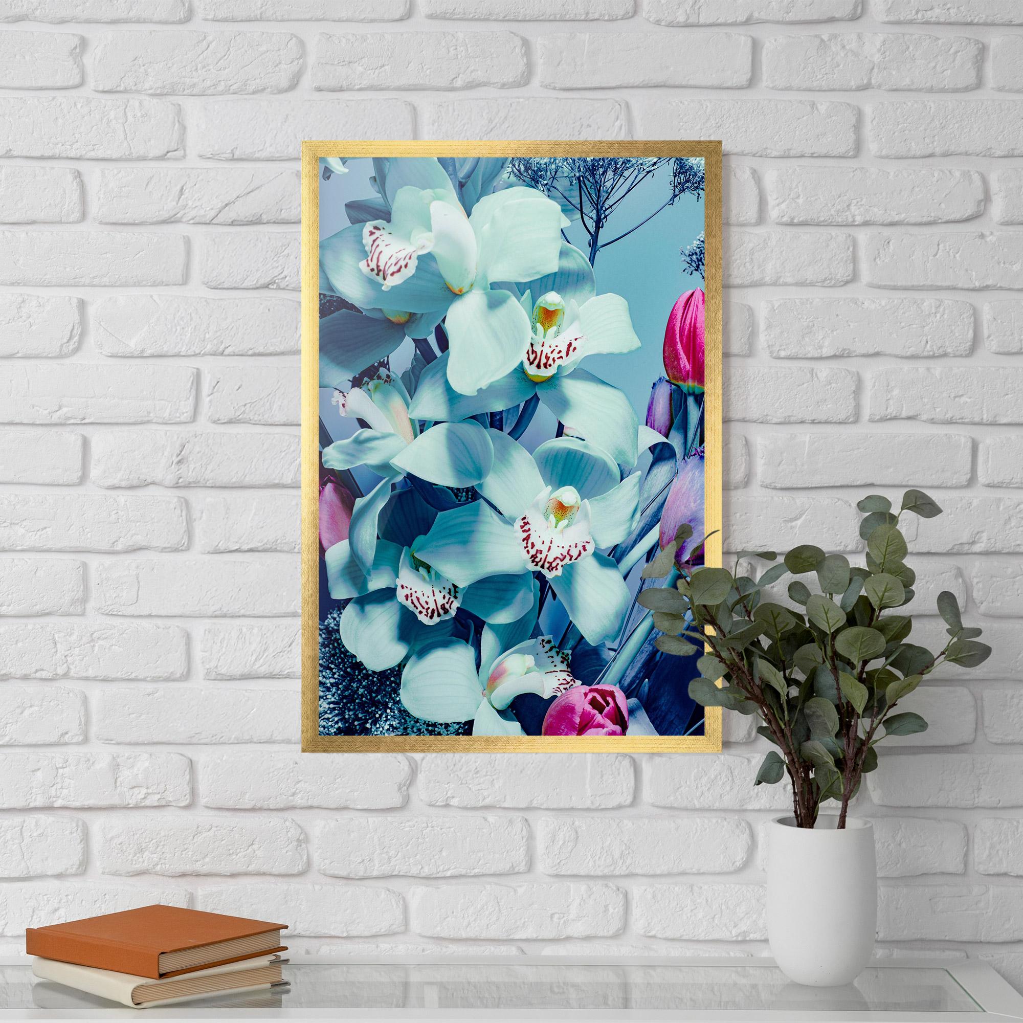 Рамкиран постер Light Blue Orchids mockup 5