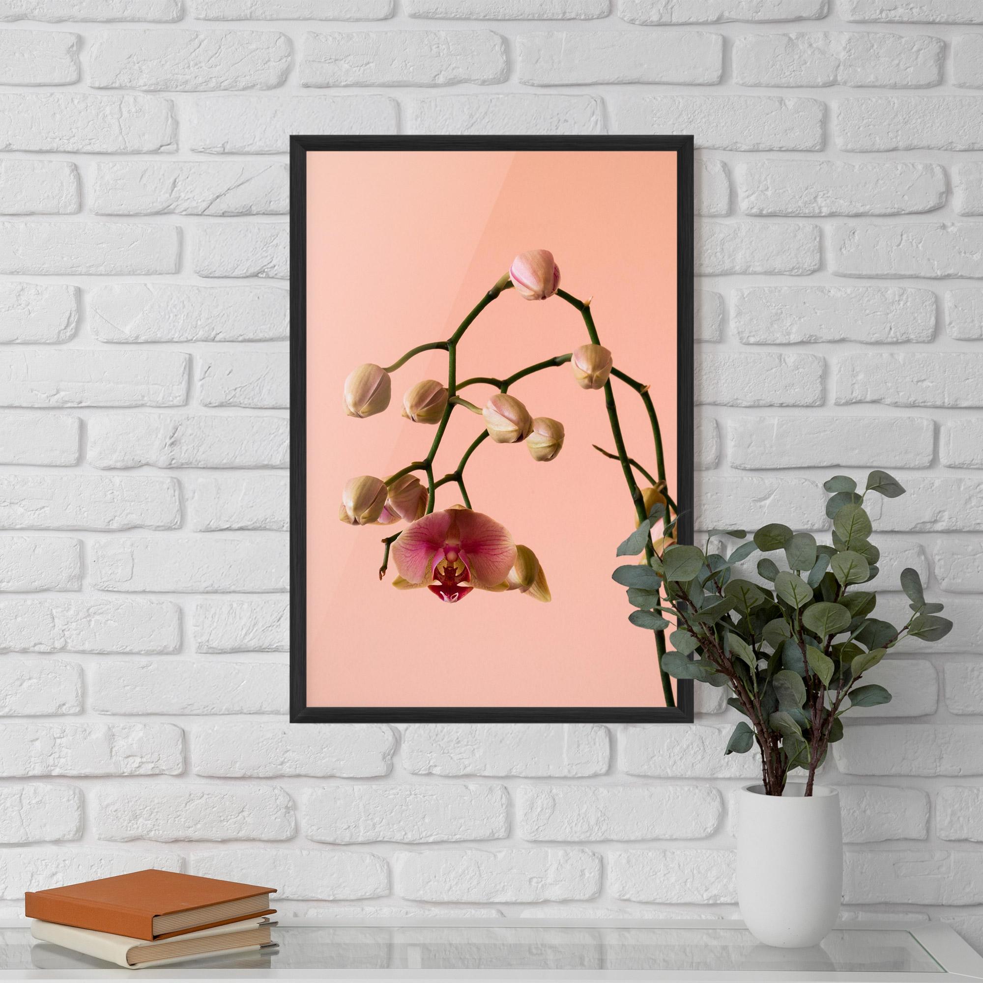 Рамкиран постер Orchids On Pink mockup 5