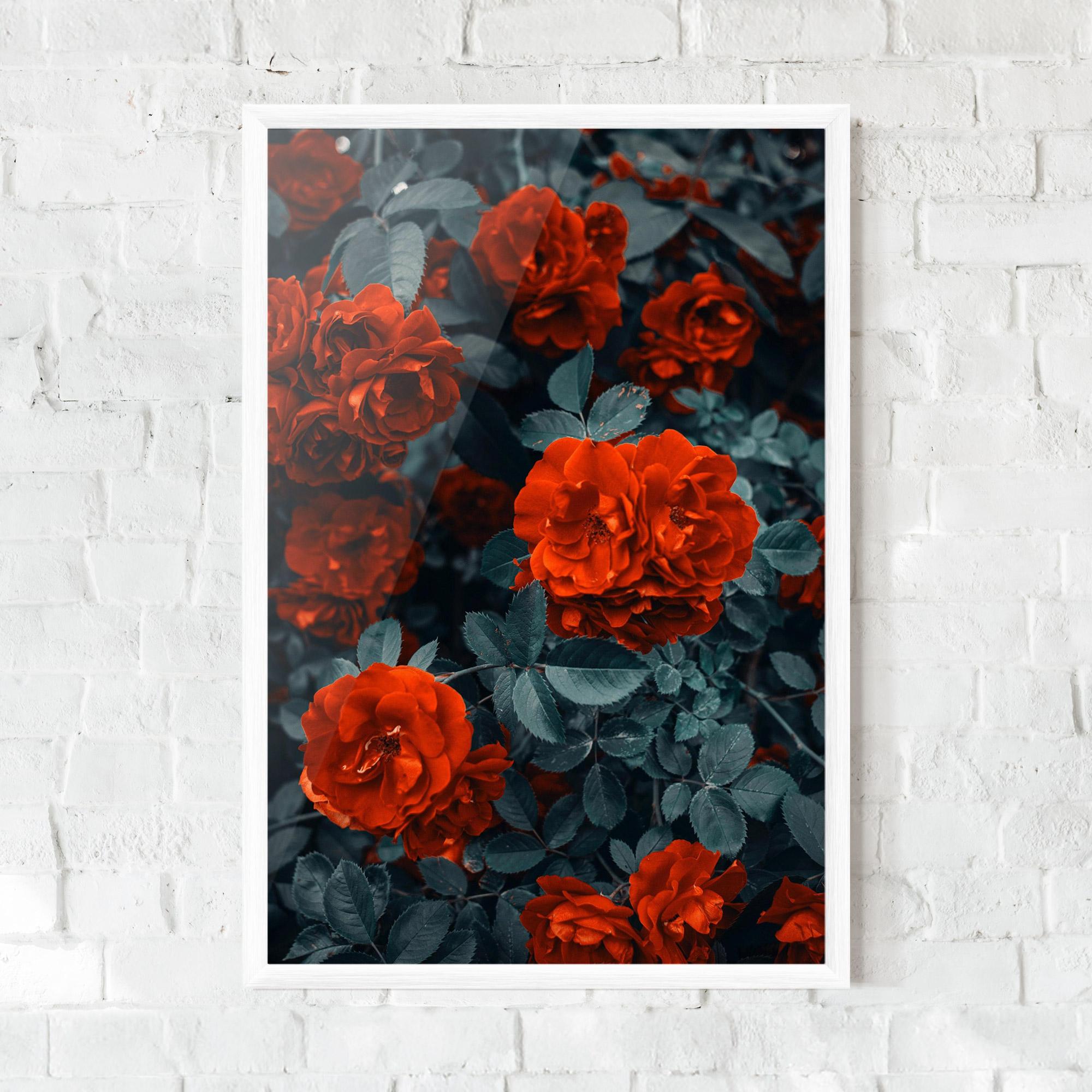 Рамкиран постер Bright Red Rose mockup 0